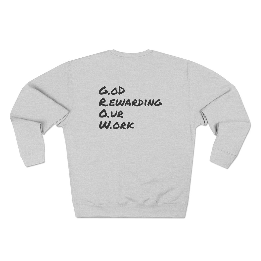 The Grow Clothing™ | Boxing-Themed Crewneck Sweatshirt | 'God Rewarding Our Work' Back
