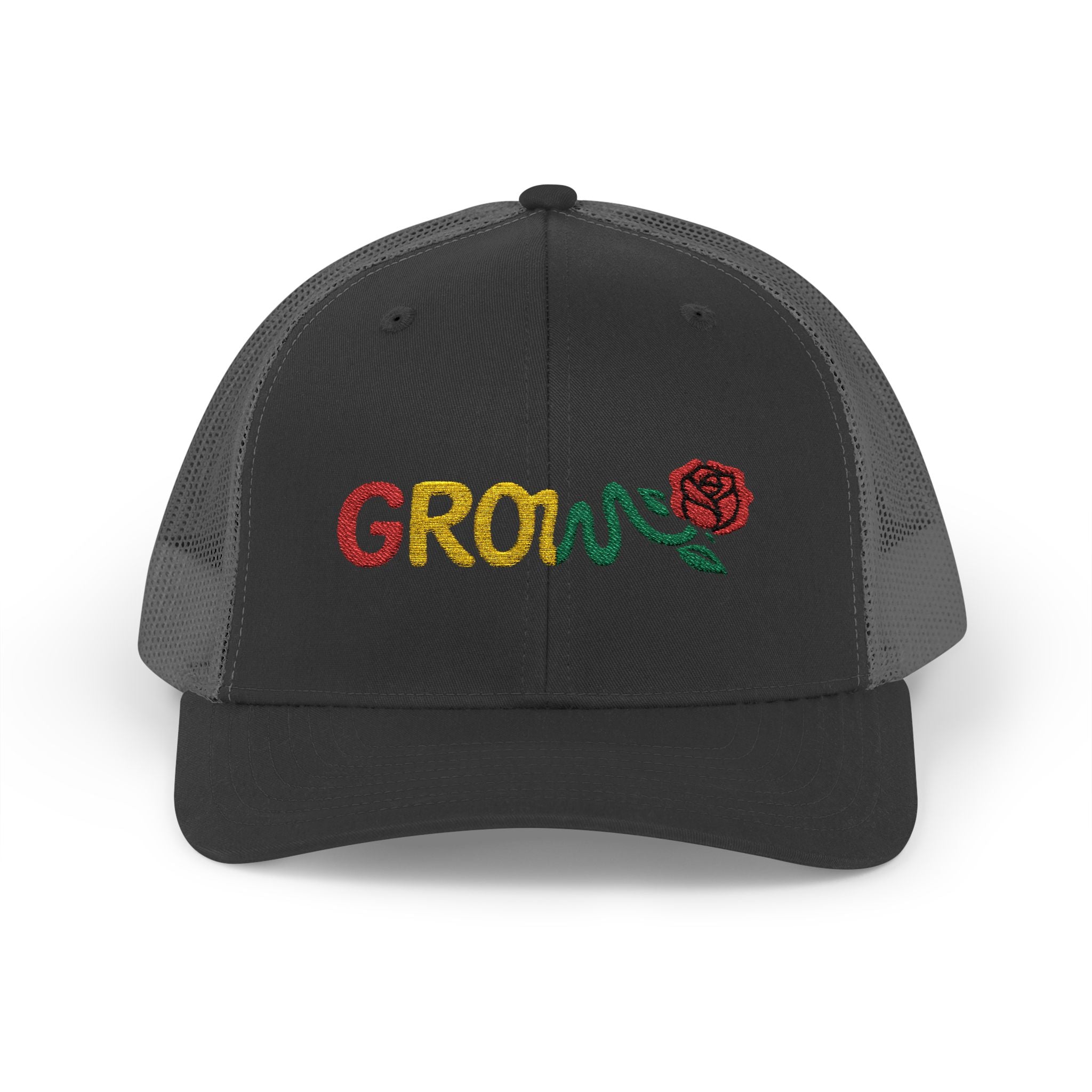 Grow Clothing™ Embroidered Rasta Snapback Trucker Hat - Good Quality - Positive Streetwear