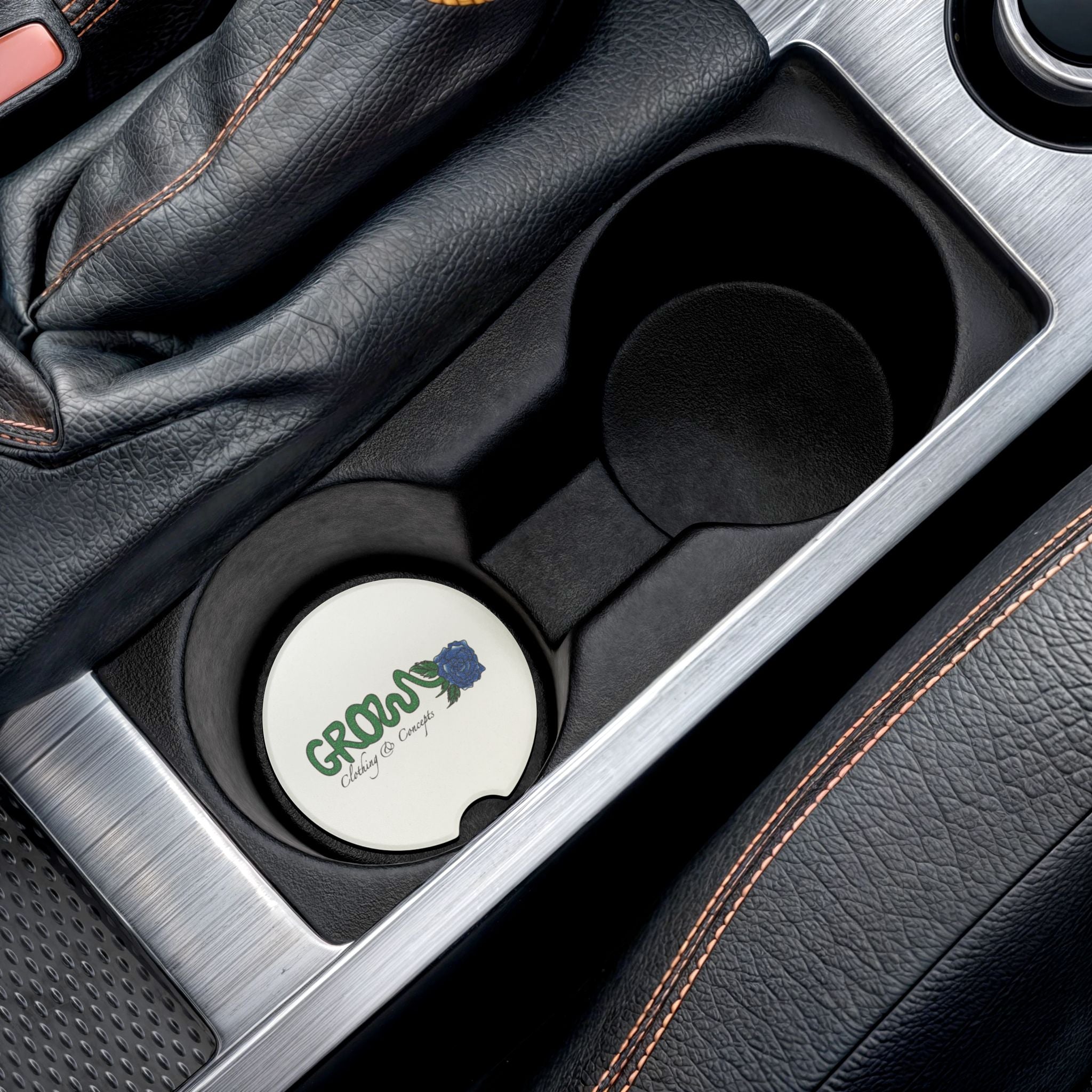 Grow Soapstone Car Coaster (blue rose) - Stylish Eco-Friendly Car Drink Holder
