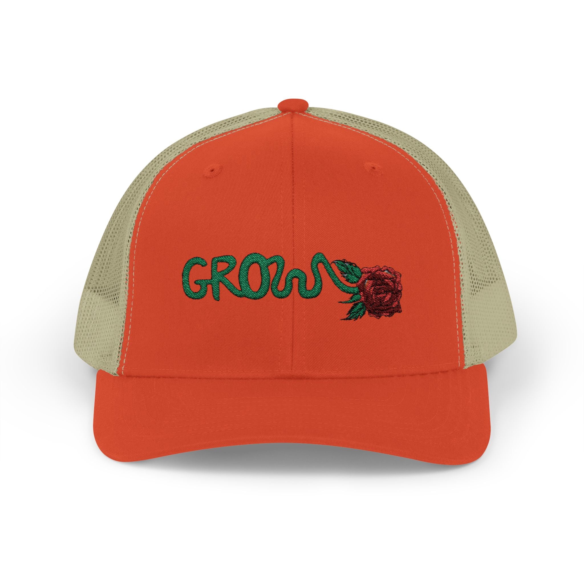 Grow Clothing™ Red Rose embroidered Snapback Trucker Cap - Positive Streetwear
