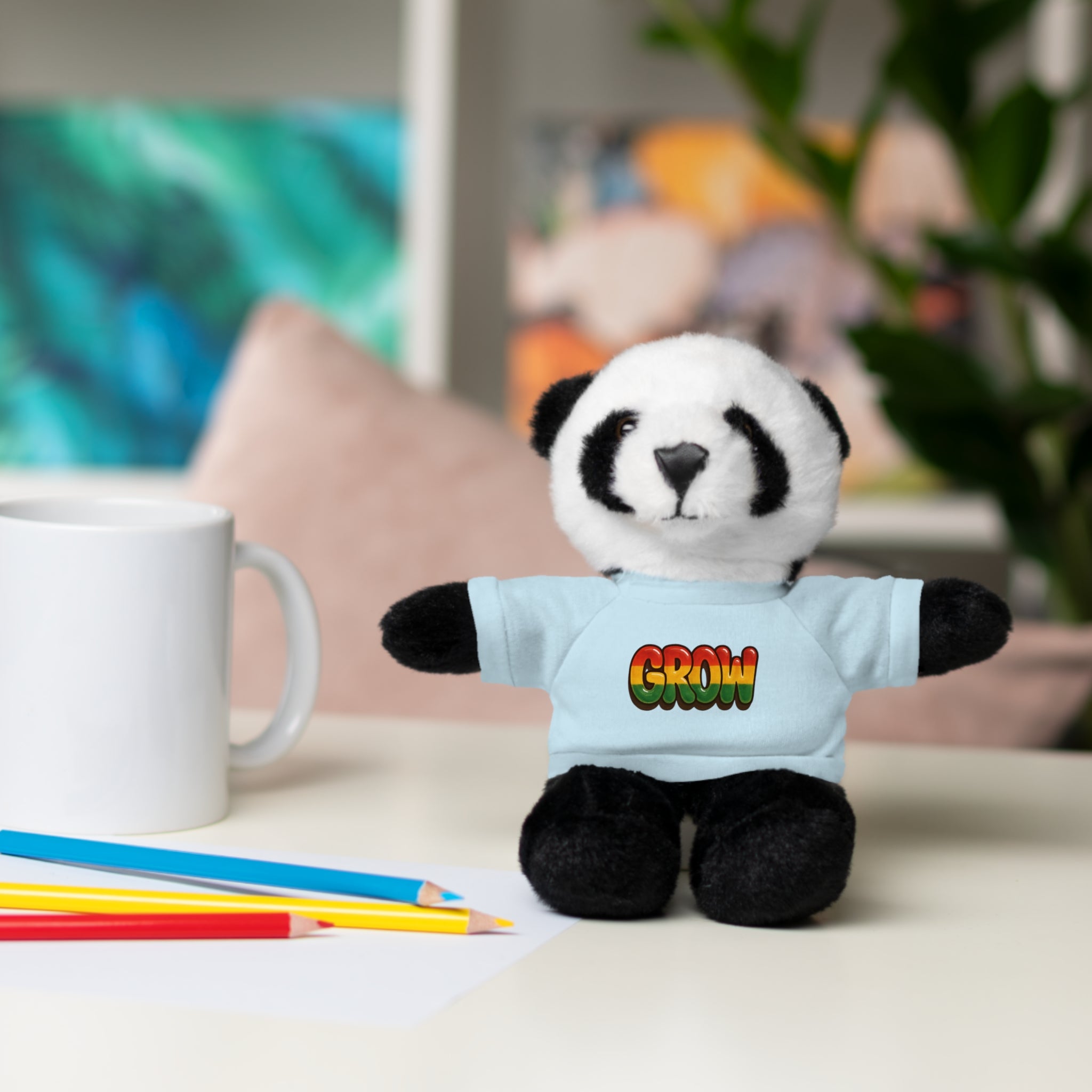 Grow Clothing™ - Rasta Bubble Shirt on your favorite Stuffed Animal, Cute Plush Toy, Gift for Kids, Motivational Bear, Birthday Present, Huggable Friend, Inspiring Decor