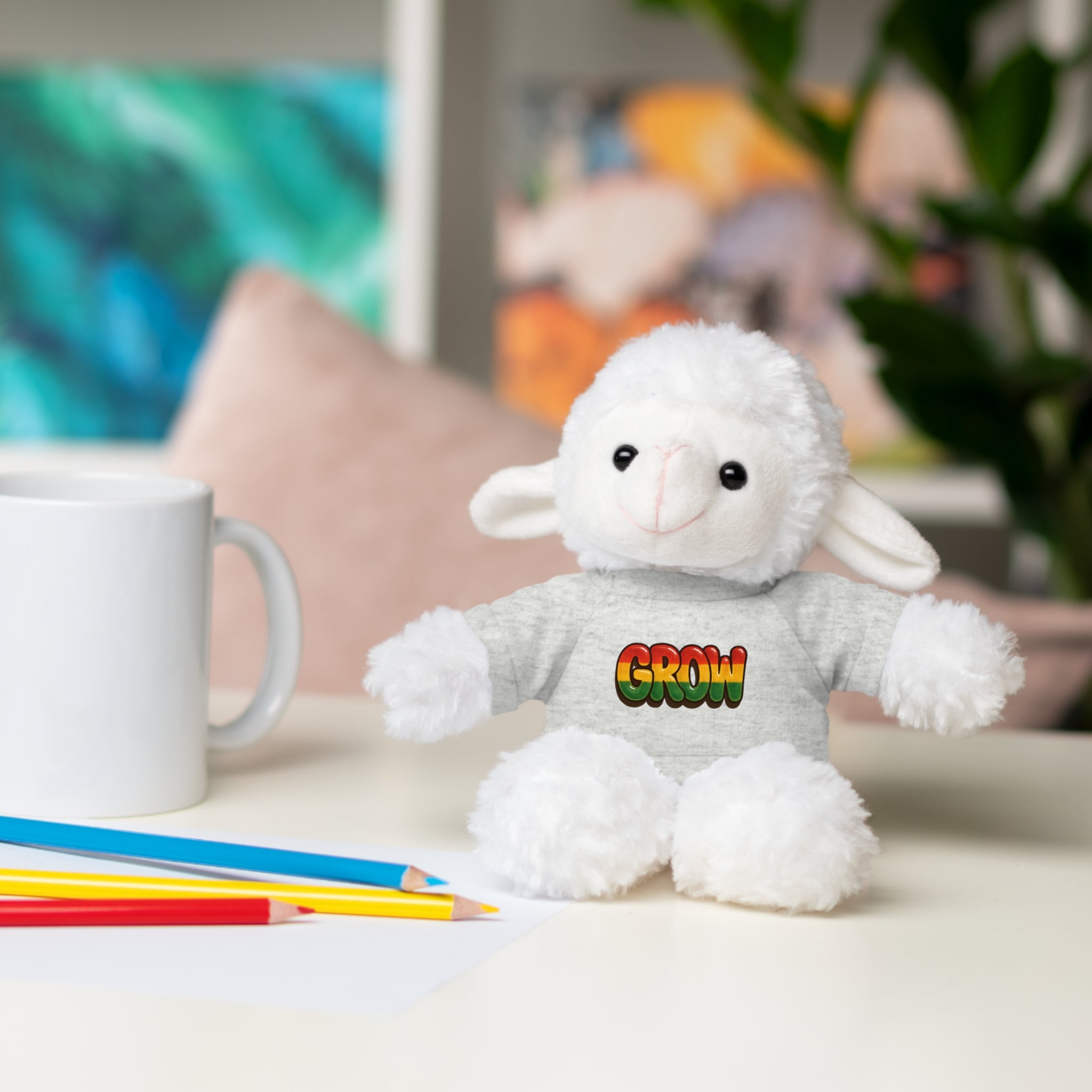 Grow Clothing™ - Rasta Bubble Shirt on your favorite Stuffed Animal, Cute Plush Toy, Gift for Kids, Motivational Bear, Birthday Present, Huggable Friend, Inspiring Decor