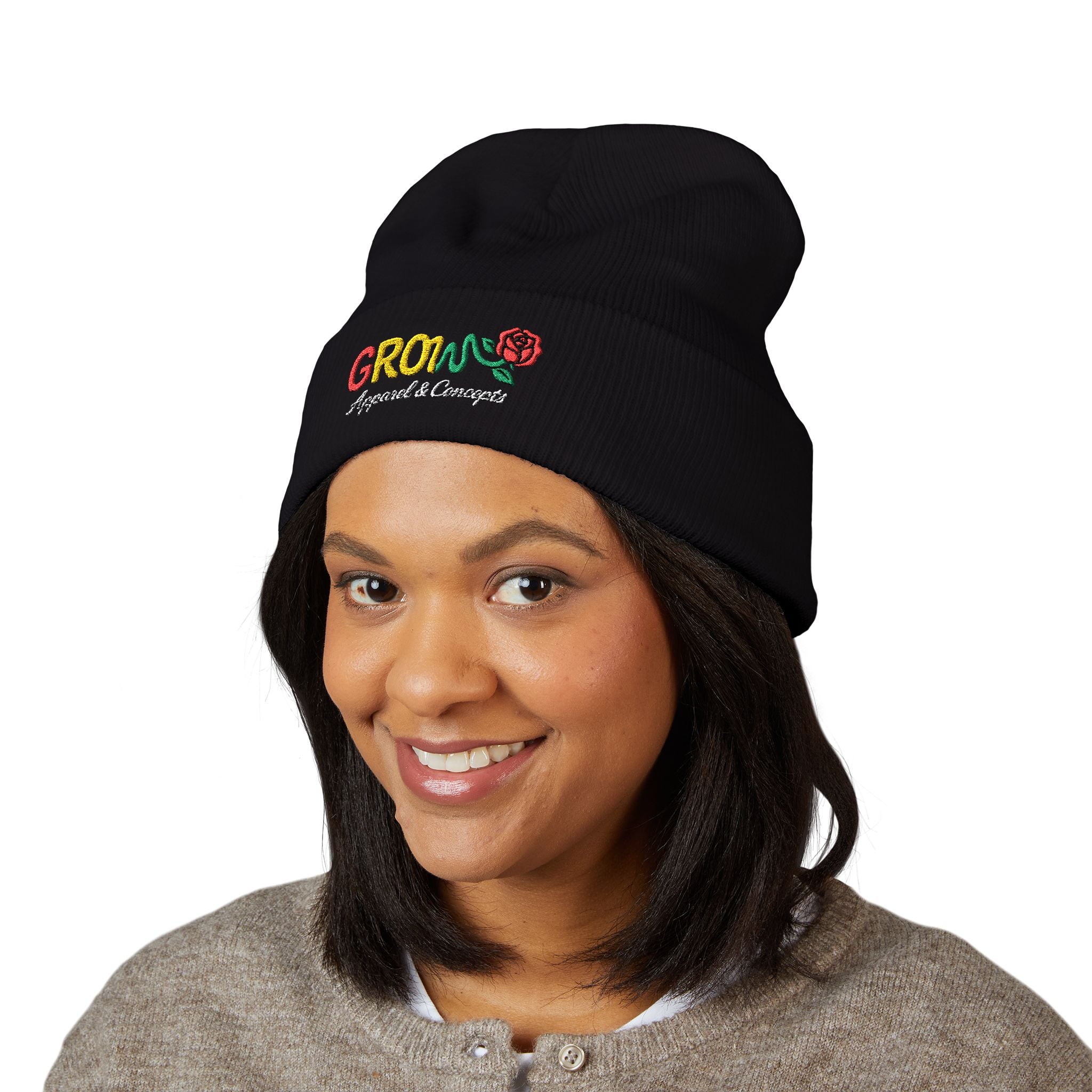 Embroidered Grow Beanie in Rasta Colors - Standout, streetwear, Rasta, Unisex