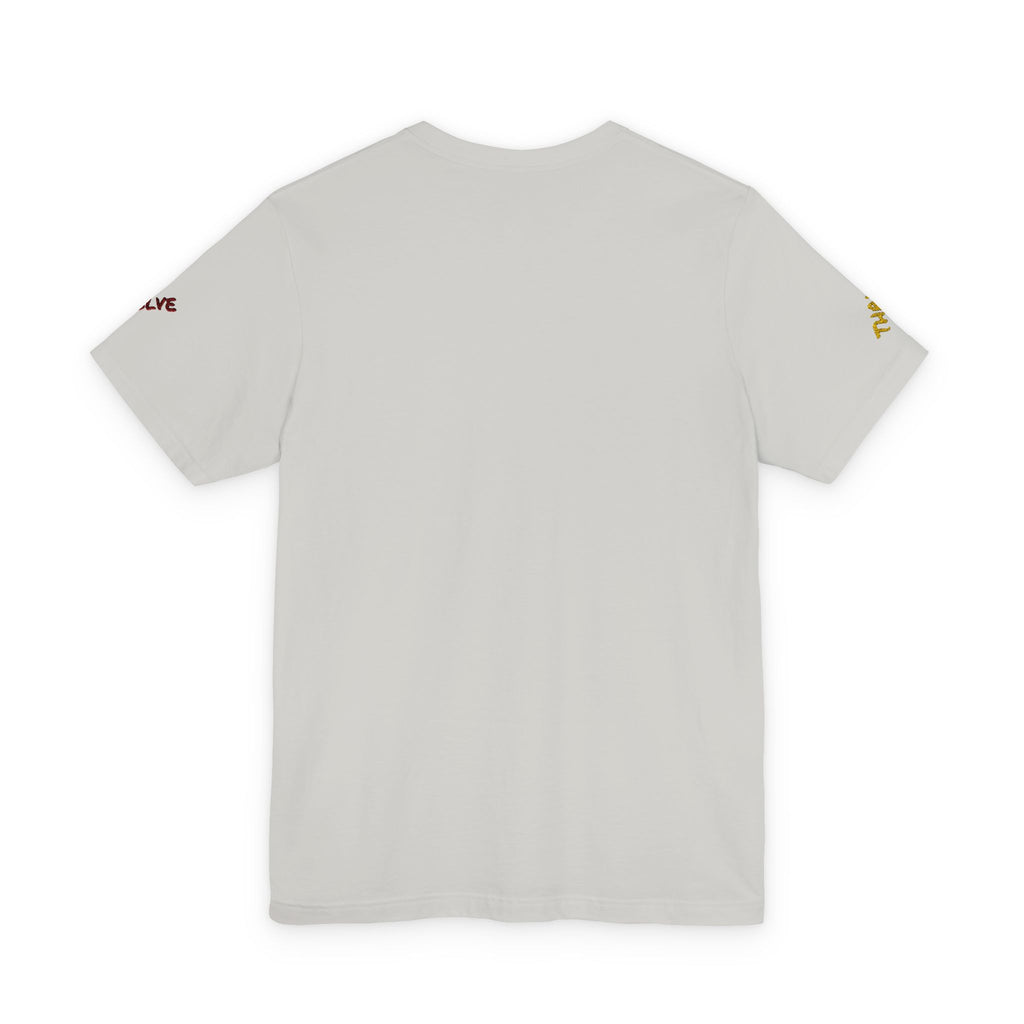 Grow Unisex embroidered Jersey Tee, positive streetwear, Evolve & Thrive on Sleeves