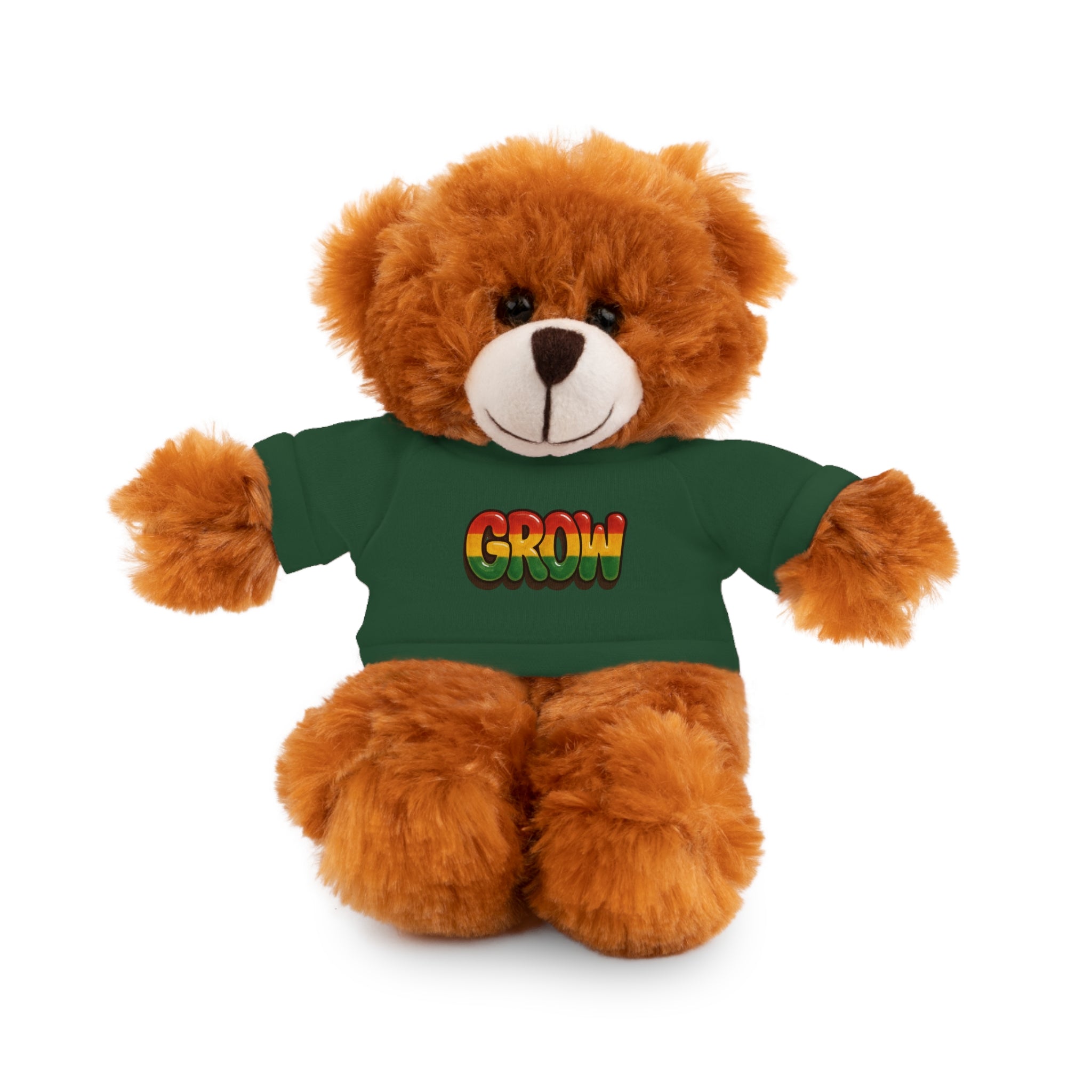 Grow Clothing™ - Rasta Bubble Shirt on your favorite Stuffed Animal, Cute Plush Toy, Gift for Kids, Motivational Bear, Birthday Present, Huggable Friend, Inspiring Decor