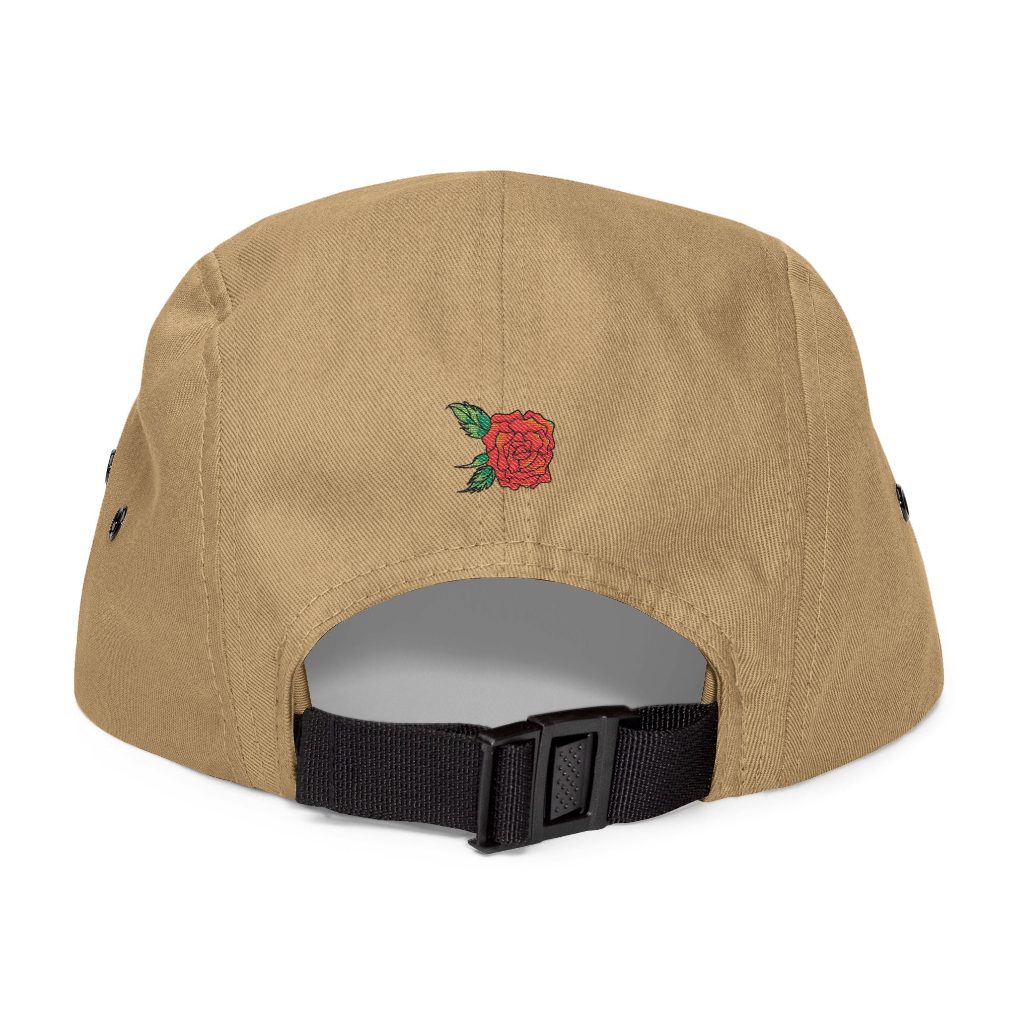 The Grow Clothing™ Embroidered 5 Panel Cap – Grows ICON  Design with rose on the back.