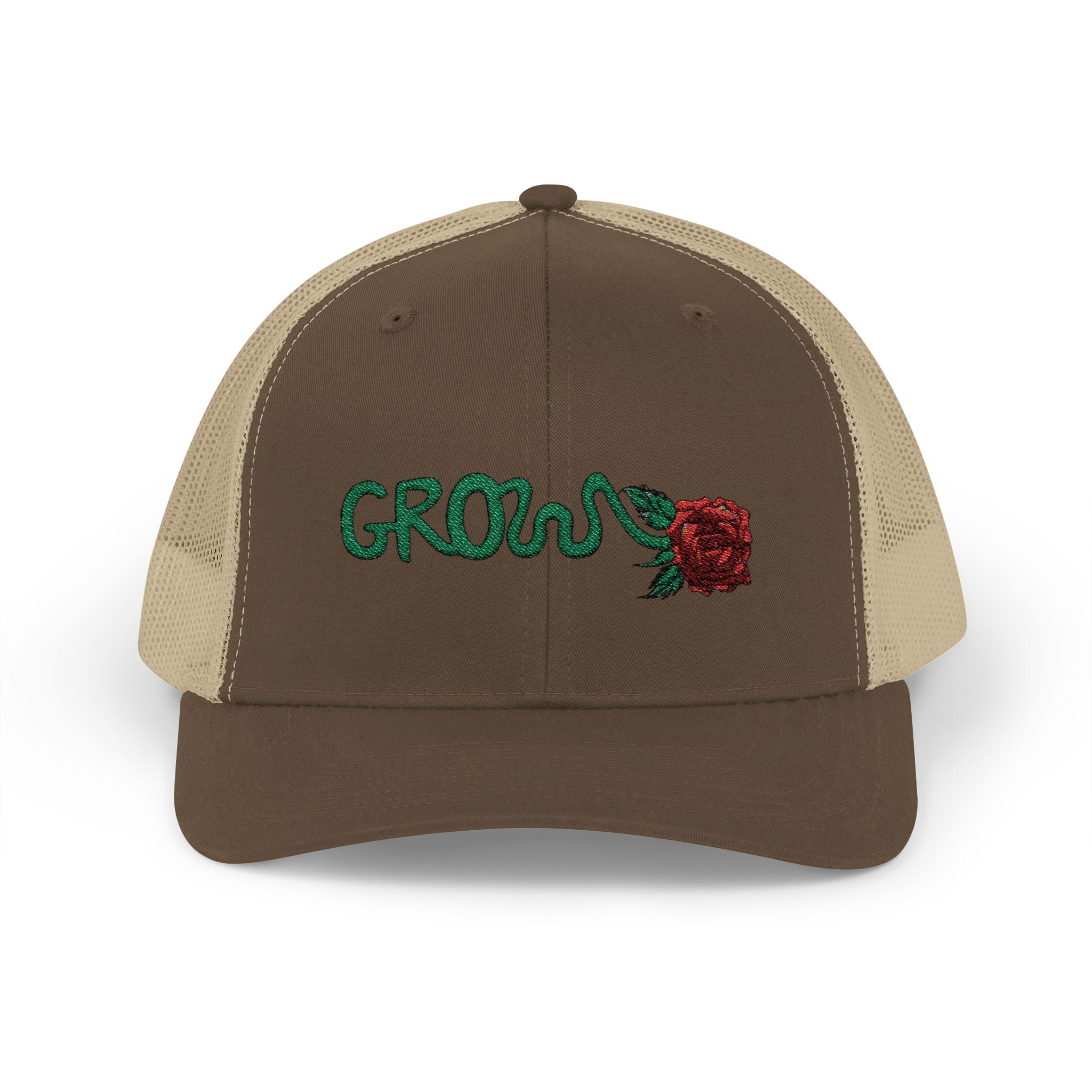 Grow Clothing™ Red Rose embroidered Snapback Trucker Cap - Positive Streetwear
