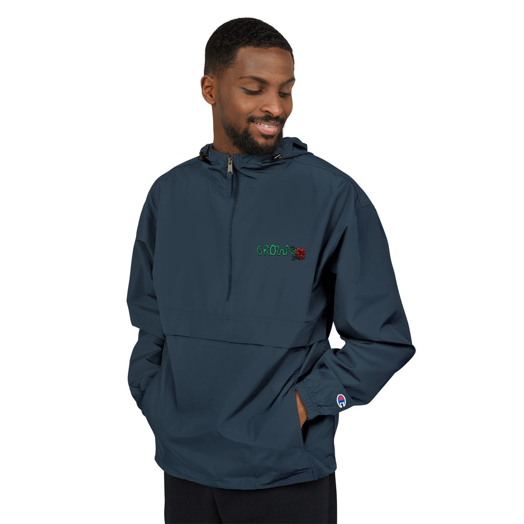 The Grow Clothing™  Champion Packable Anorak Jacket — Chest Logo Outdoor Windbreaker - Stay in style in the for rain/snow/wind