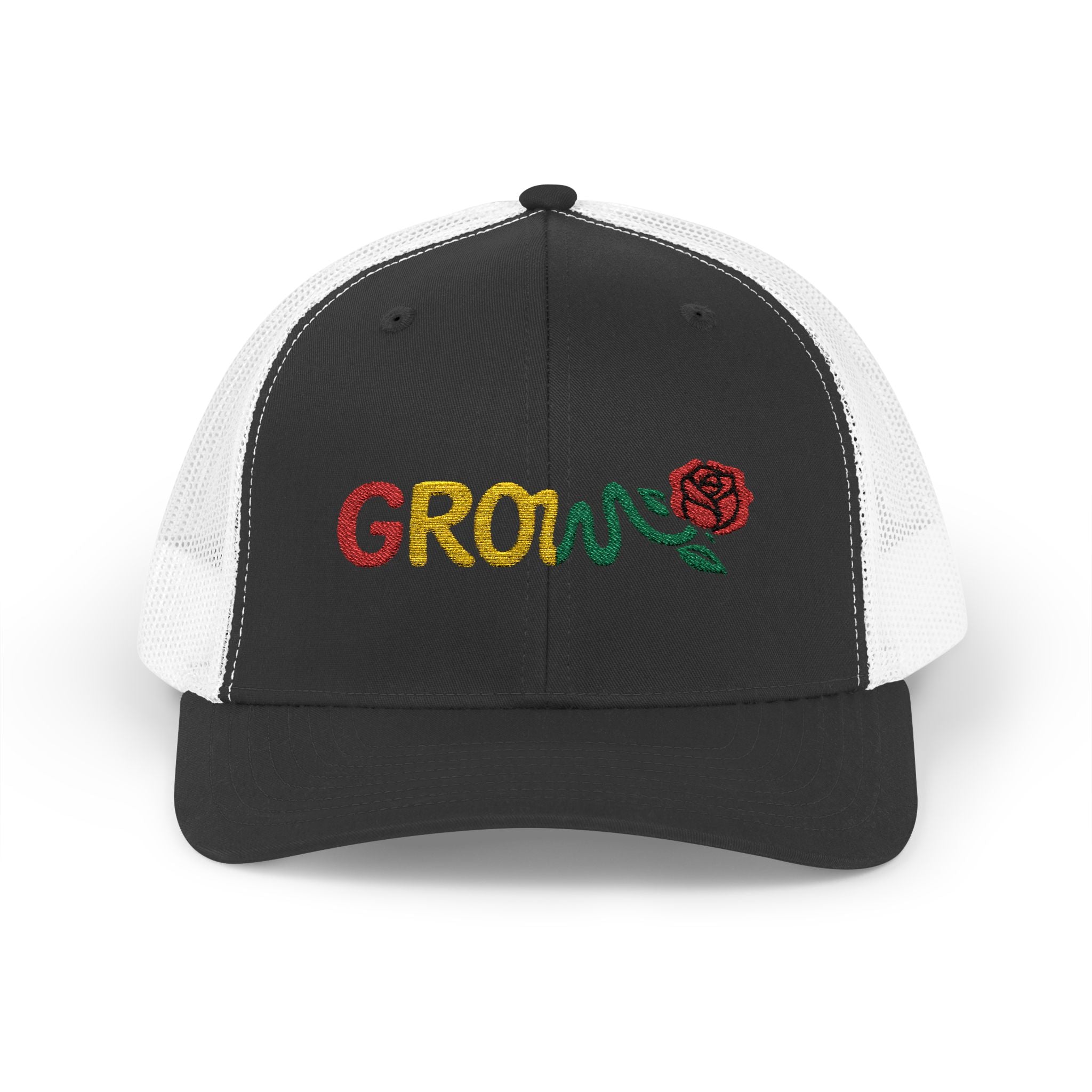 Grow Clothing™ Embroidered Rasta Snapback Trucker Hat - Good Quality - Positive Streetwear