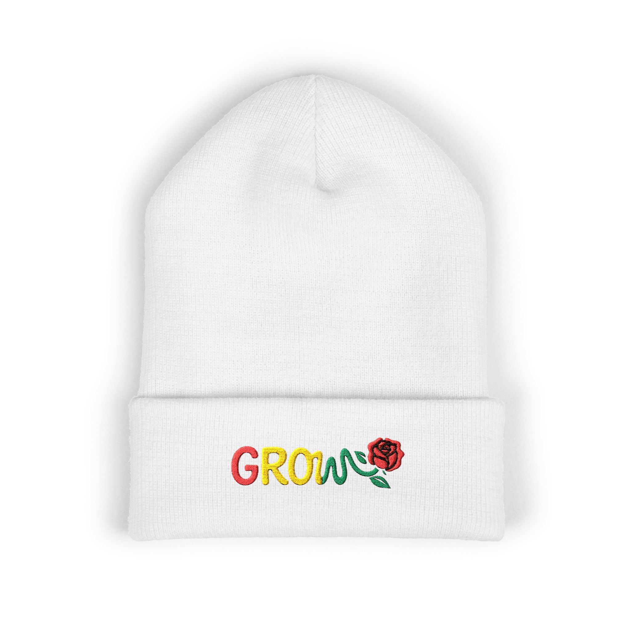Embroidered Grow Beanie, Warm Knitted Hat, Cozy Winter Accessory, Gift for Nature Lovers, Fall Fashion, Beanie for All Occasions