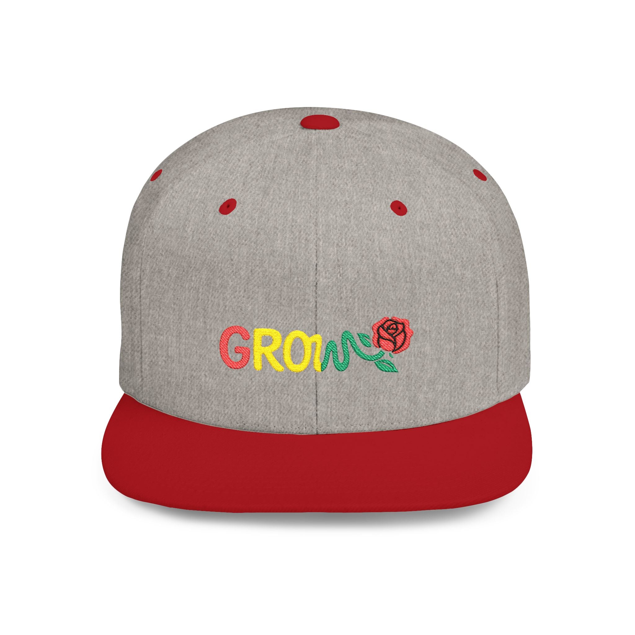 Grow Clothing™ Rasta Embroidered Snapback Cap, Unisex Flat Bill Hat, Positive Streetwear