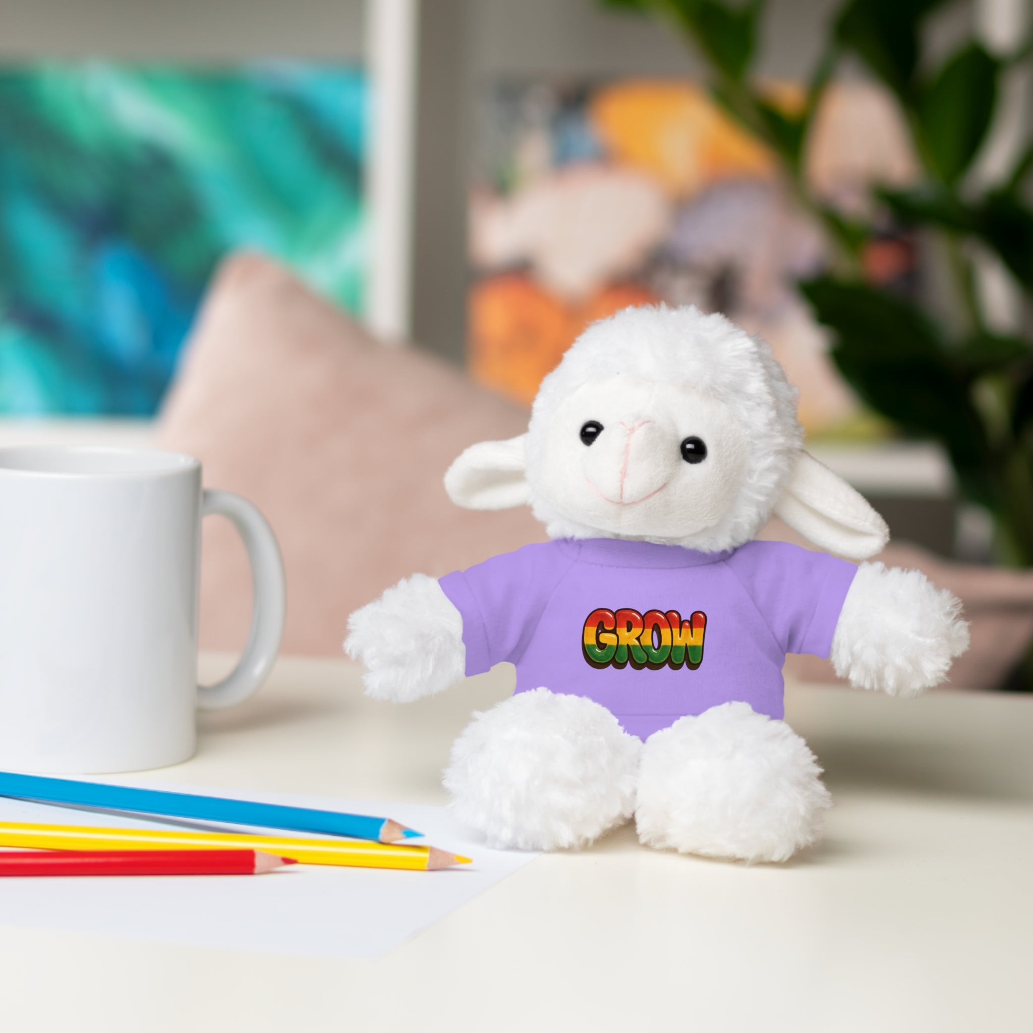 Grow Clothing™ - Rasta Bubble Shirt on your favorite Stuffed Animal, Cute Plush Toy, Gift for Kids, Motivational Bear, Birthday Present, Huggable Friend, Inspiring Decor