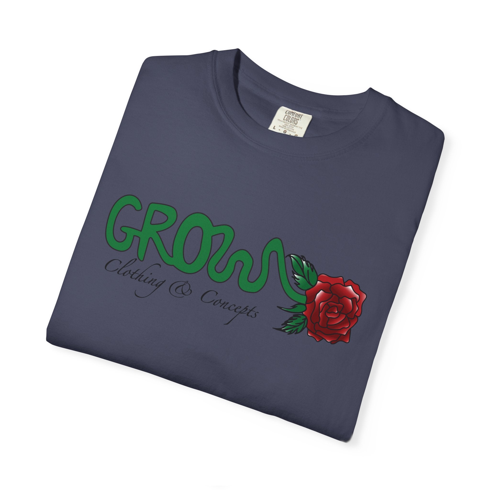 Grows high quality soft cotton T-Shirt, relaxed fit, blue & red rose, unisex, Limited