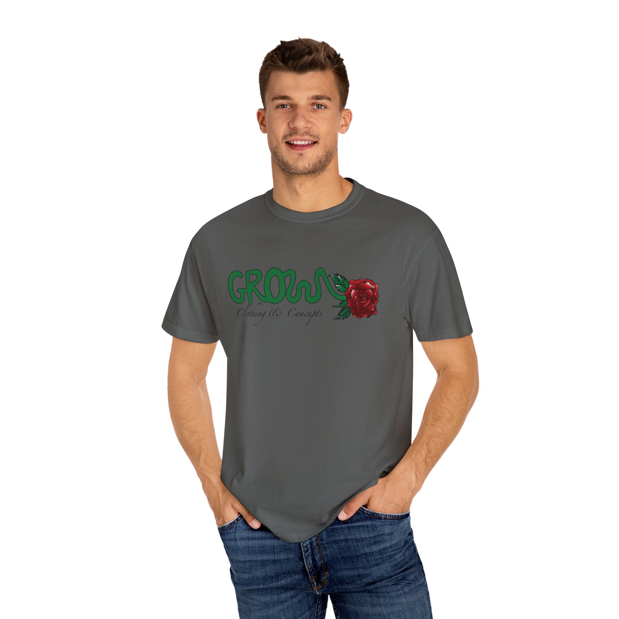 Grows high quality soft cotton T-Shirt, relaxed fit, blue & red rose, unisex, Limited
