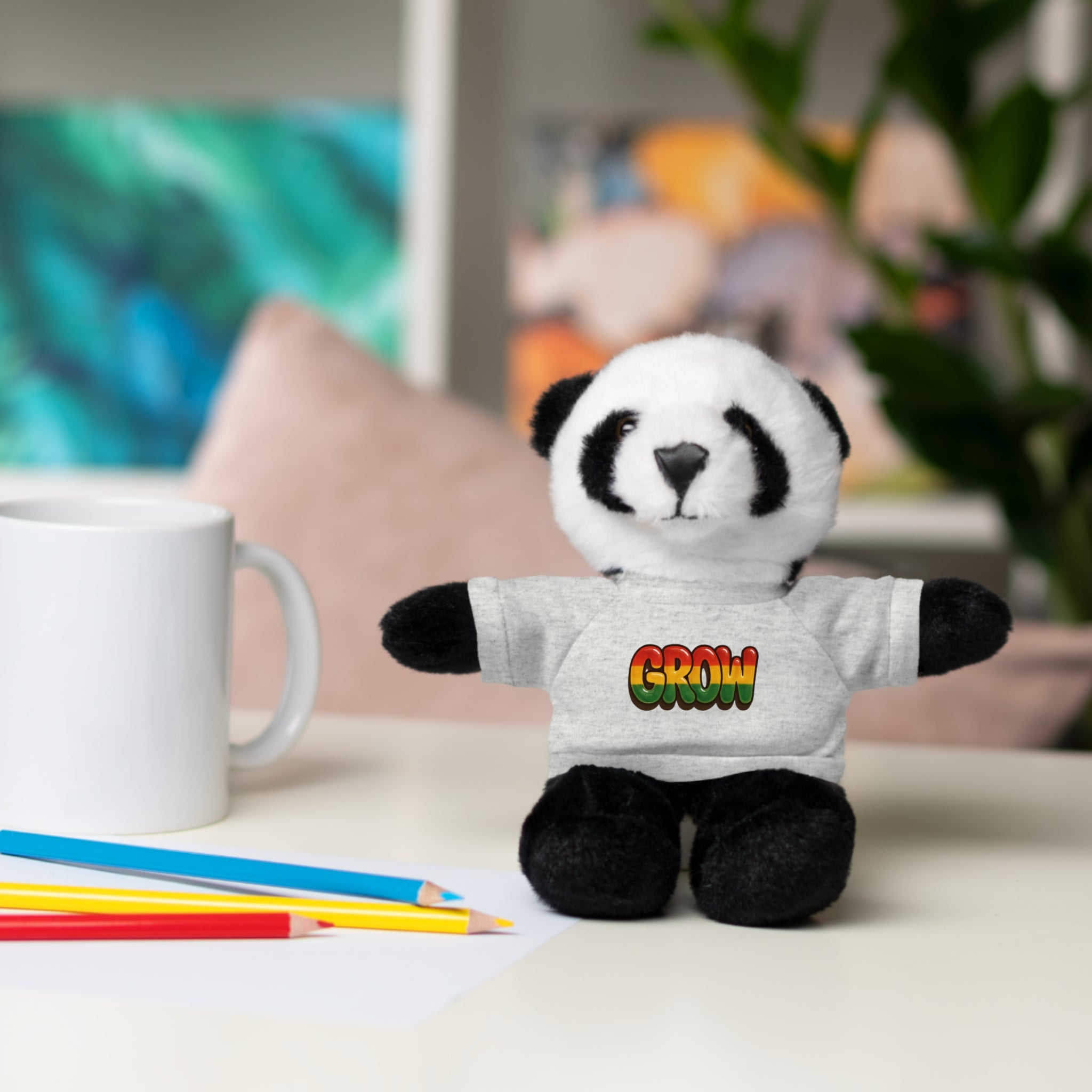 Grow Clothing™ - Rasta Bubble Shirt on your favorite Stuffed Animal, Cute Plush Toy, Gift for Kids, Motivational Bear, Birthday Present, Huggable Friend, Inspiring Decor