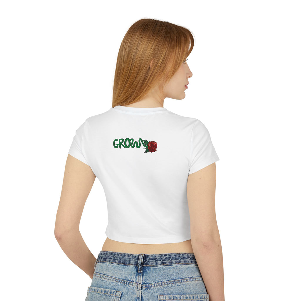 The Grow Clothing™  Christmas Crop Top Women's Baby Tee — Women's slim-fit tee - back and front designs