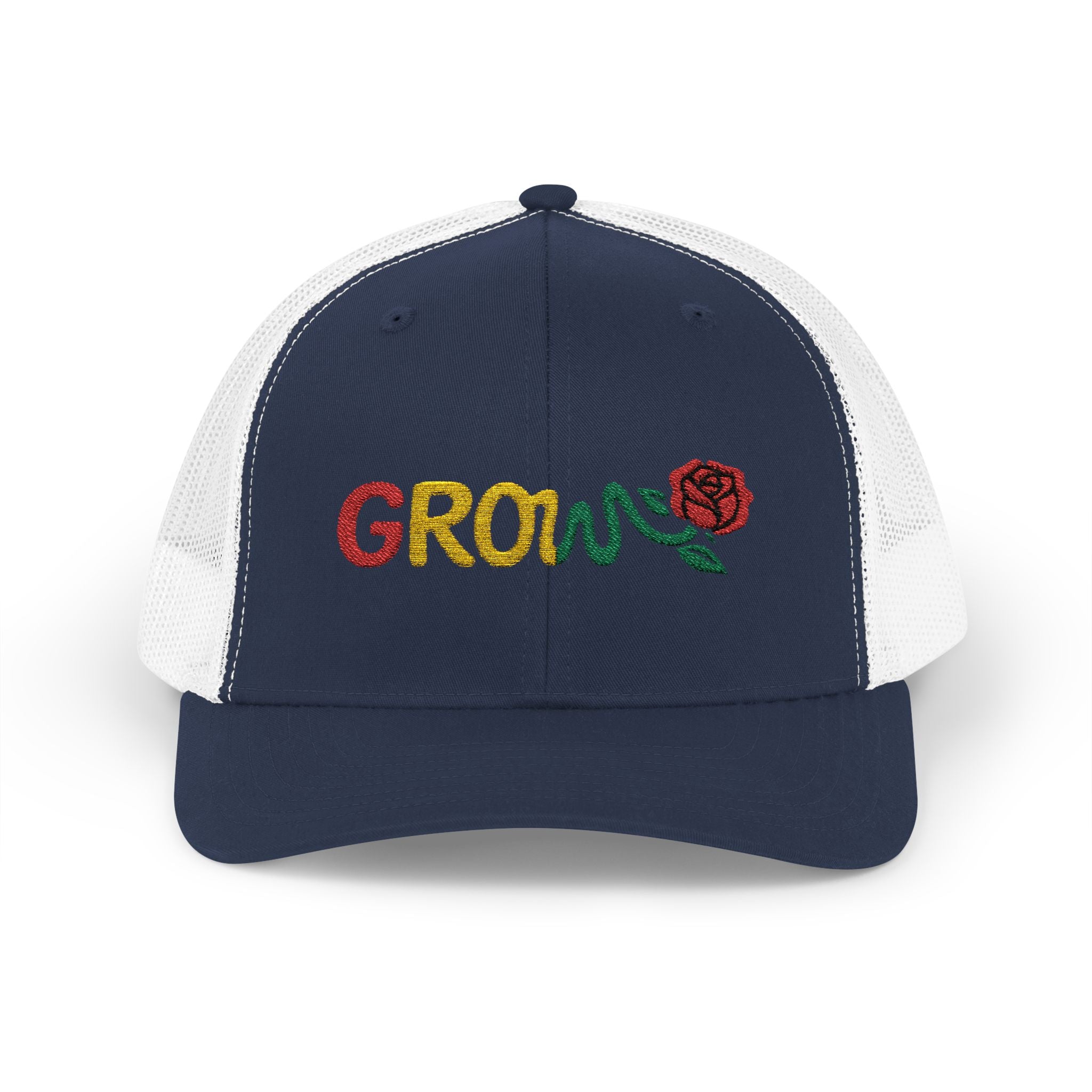 Grow Clothing™ Embroidered Rasta Snapback Trucker Hat - Good Quality - Positive Streetwear