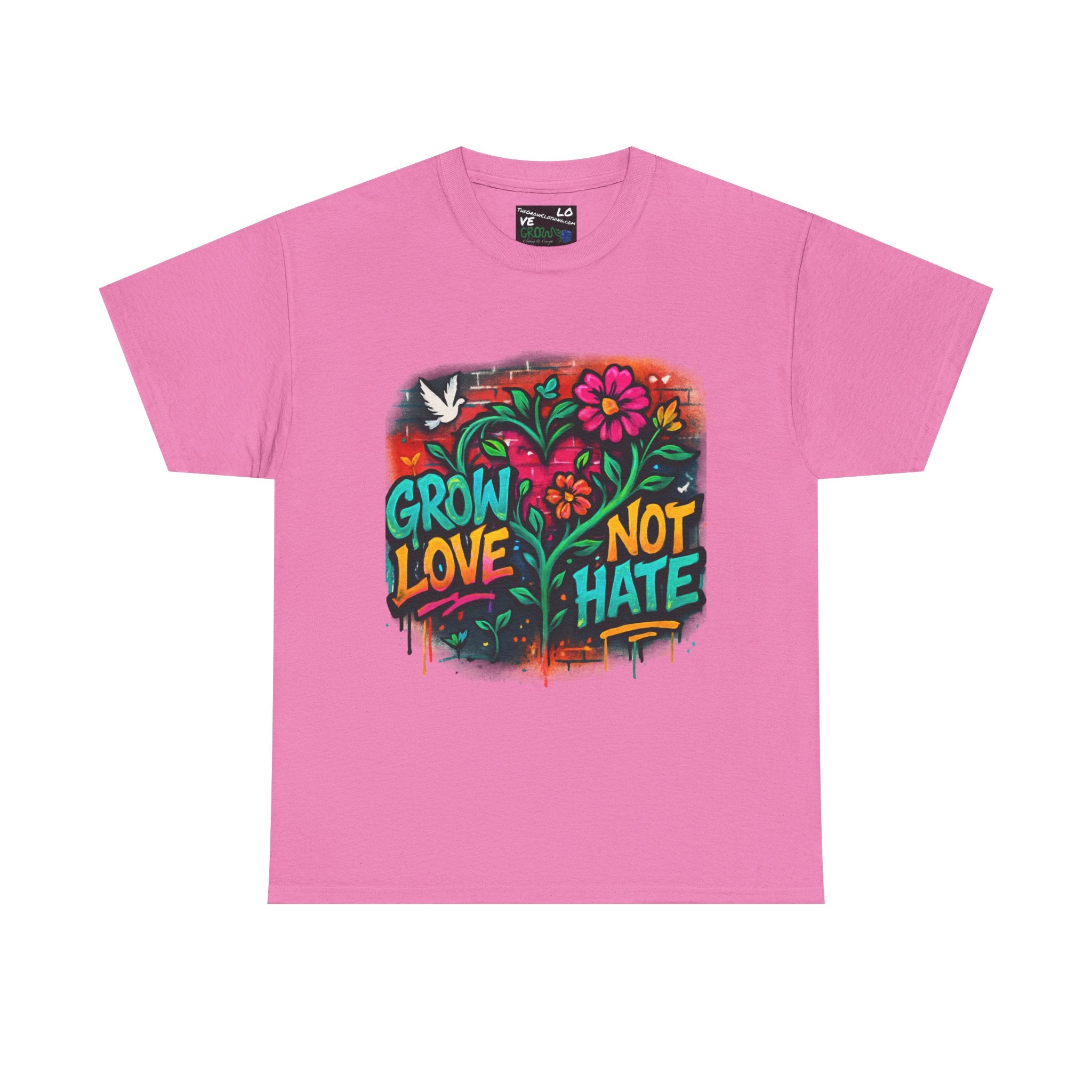 Grow Clothing™,Grow Love Not Hate, unisex Cotton Tee,Positive Streetwear T-shirt
