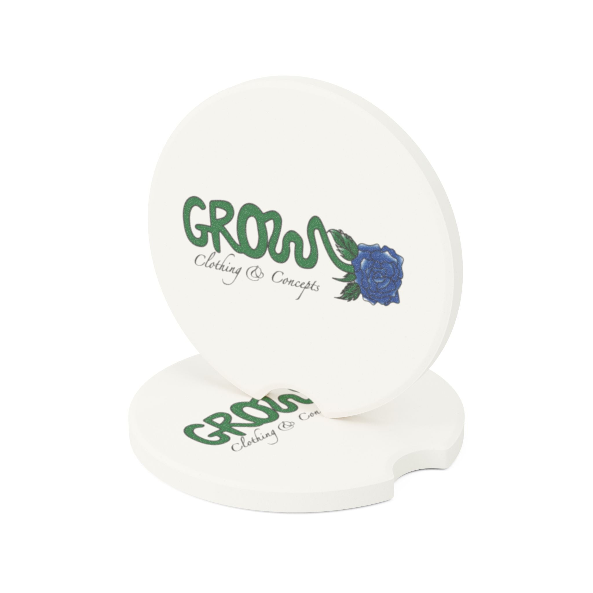 Grow Soapstone Car Coaster (blue rose) - Stylish Eco-Friendly Car Drink Holder
