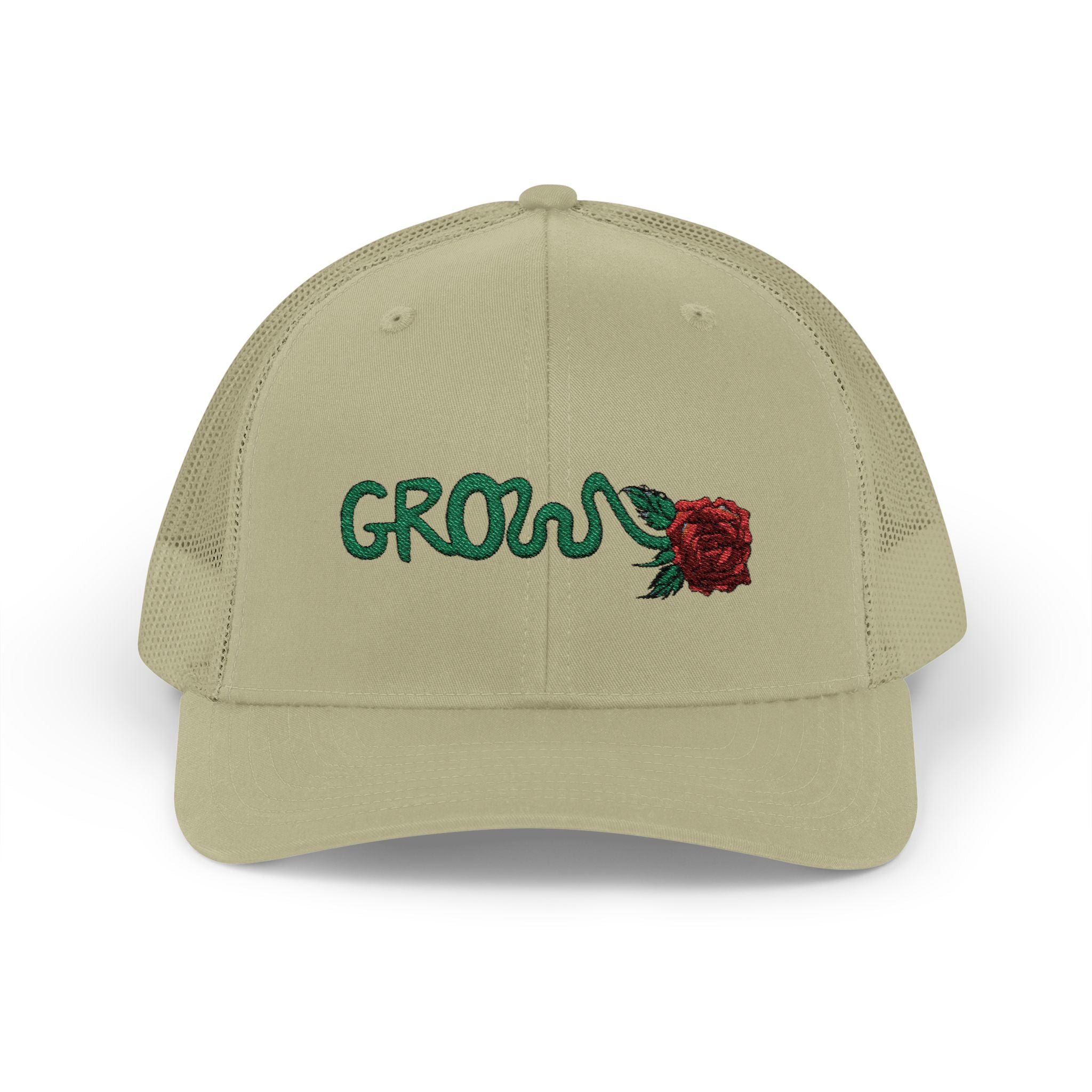 Grow Clothing™ Red Rose embroidered Snapback Trucker Cap - Positive Streetwear