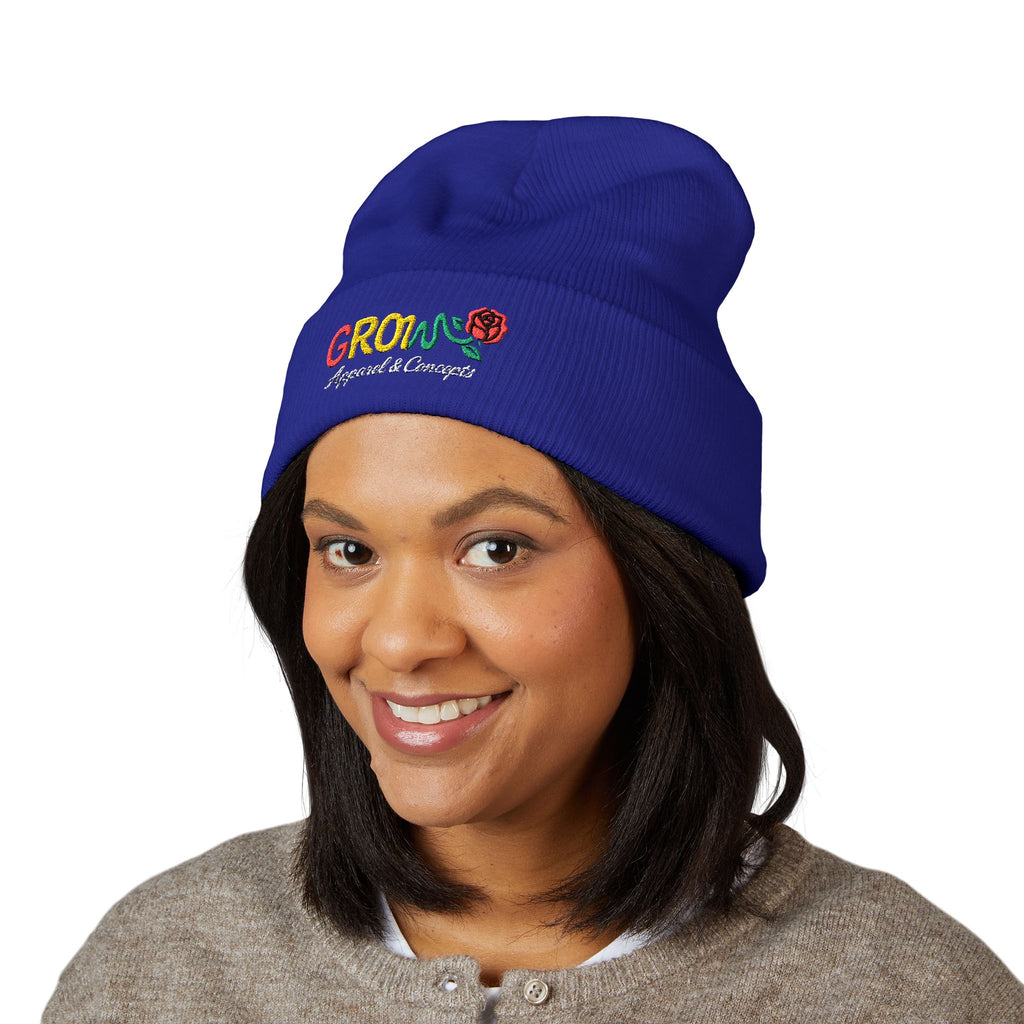 Embroidered Grow Beanie in Rasta Colors - Standout, streetwear, Rasta, Unisex