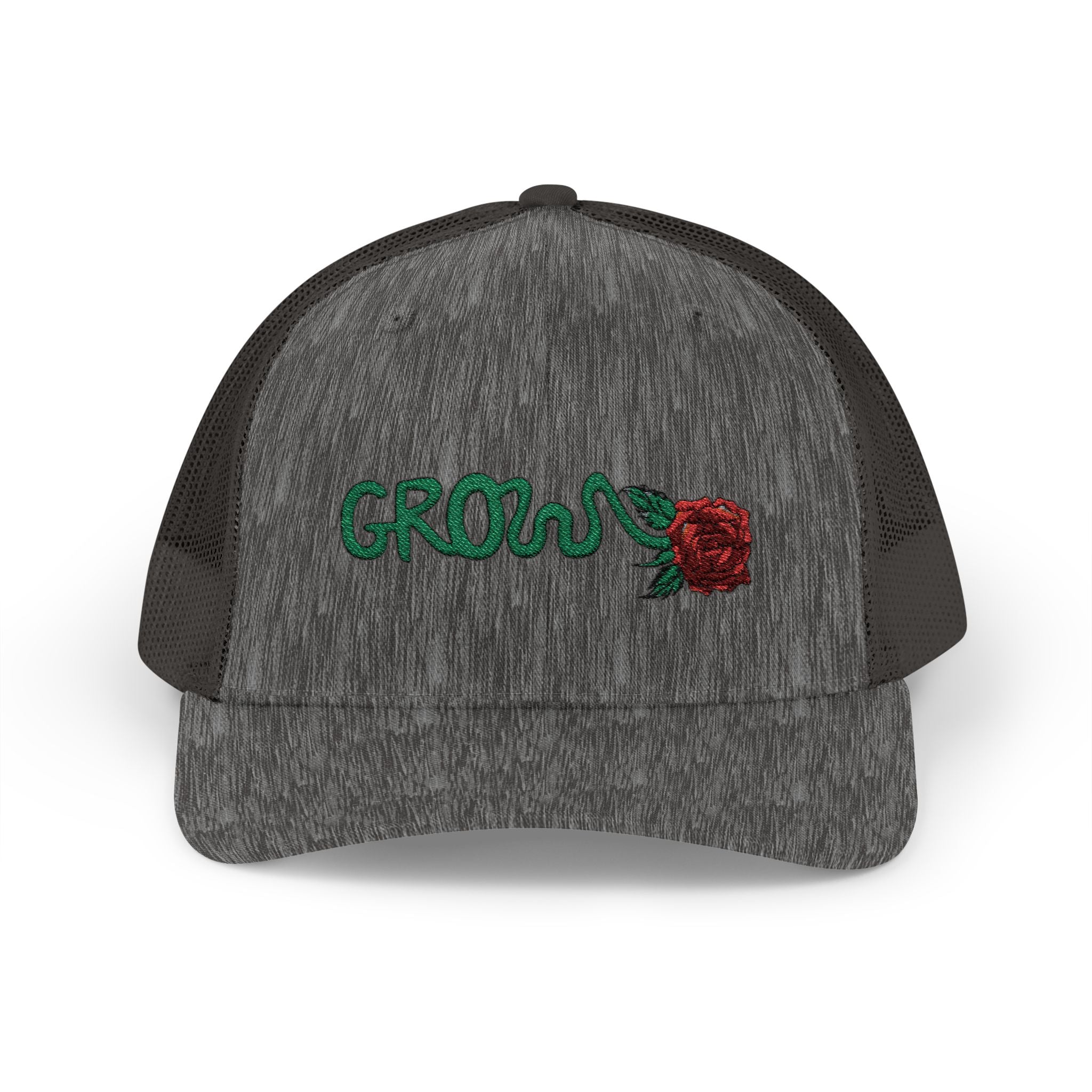 Grow Clothing™ Red Rose embroidered Snapback Trucker Cap - Positive Streetwear