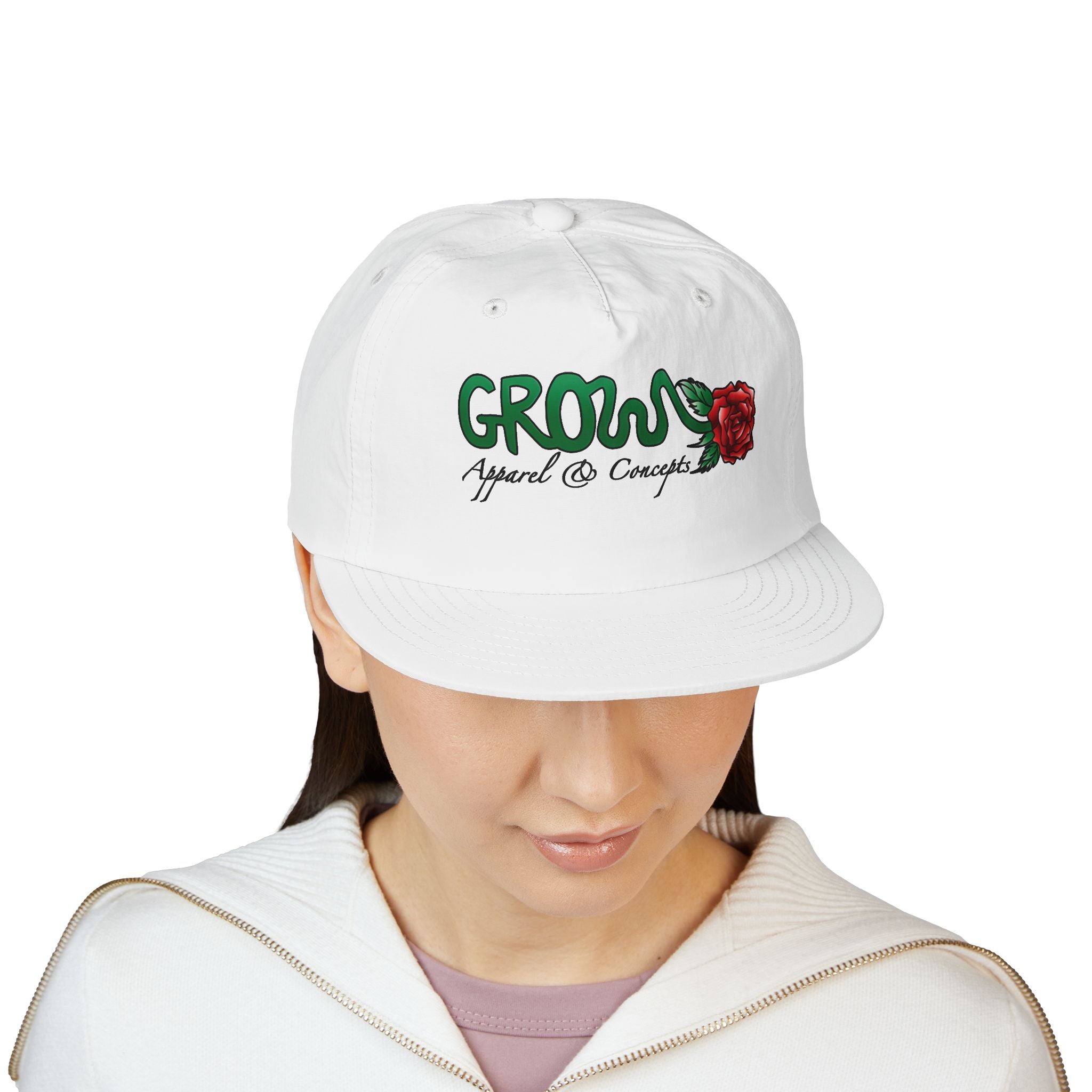 Grow Clothing™  Iconic Surf Cap (printed) was one of our first, unisex, many colors, snapback, nylon, GREAT quality (great surf hat!)