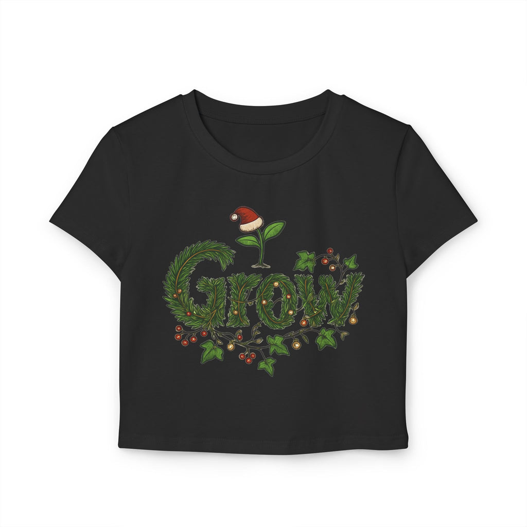 The Grow Clothing™  Christmas Crop Top Women's Baby Tee — Women's slim-fit tee - back and front designs
