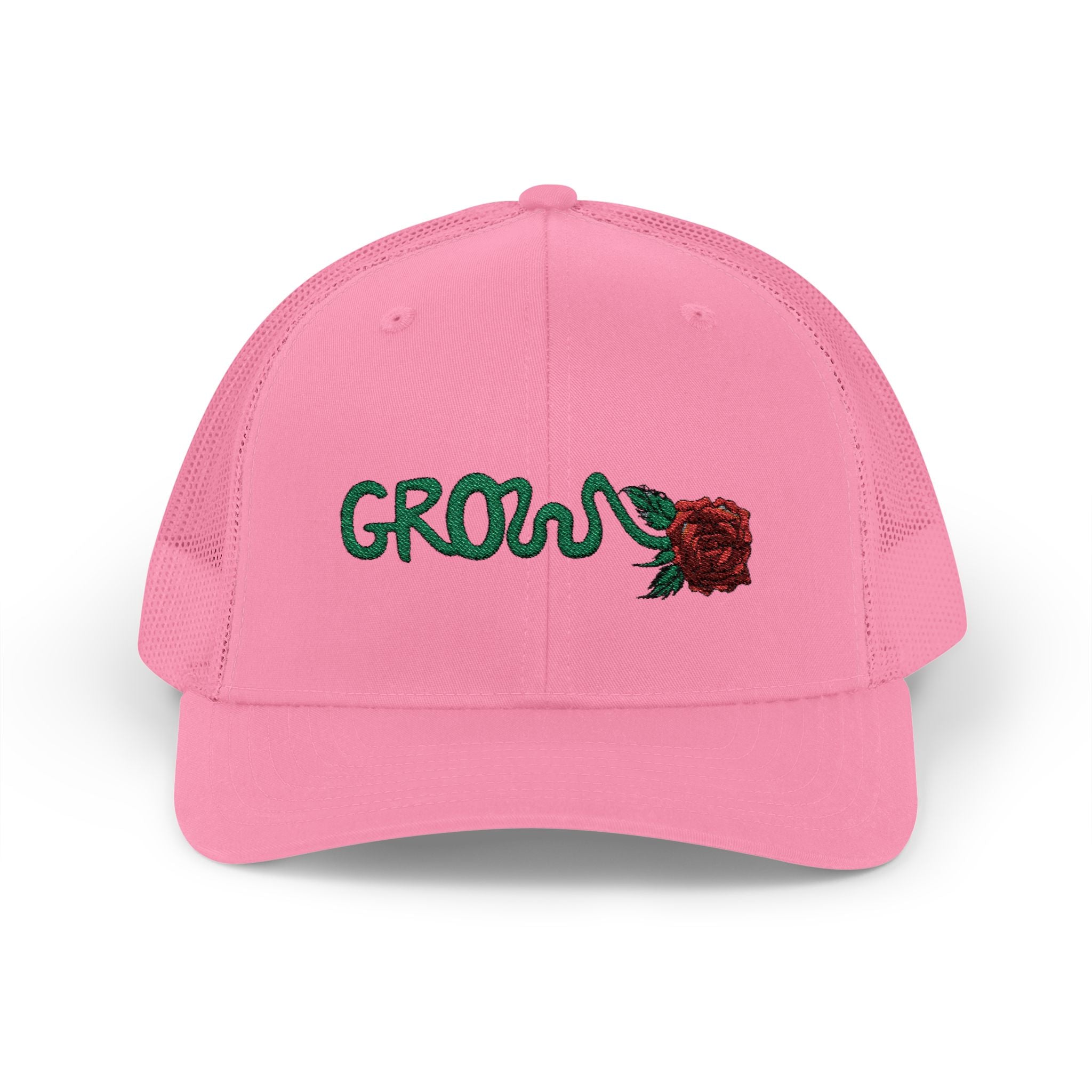 Grow Clothing™ Red Rose embroidered Snapback Trucker Cap - Positive Streetwear
