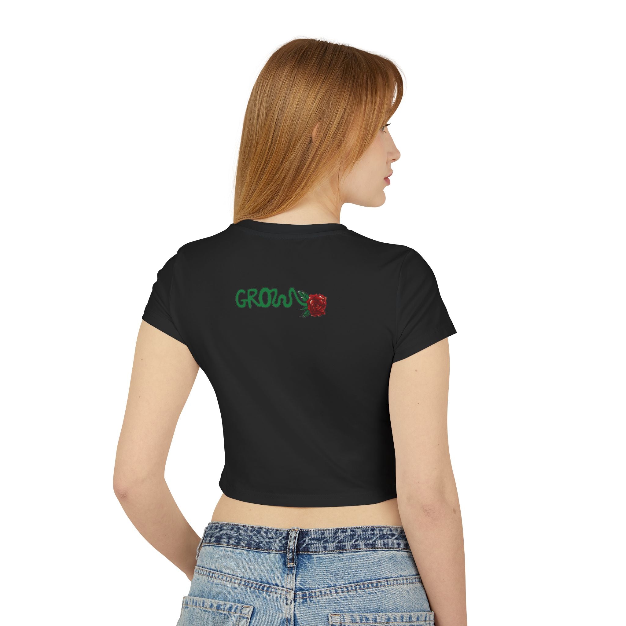The Grow Clothing™  Christmas Crop Top Women's Baby Tee — Women's slim-fit tee - back and front designs