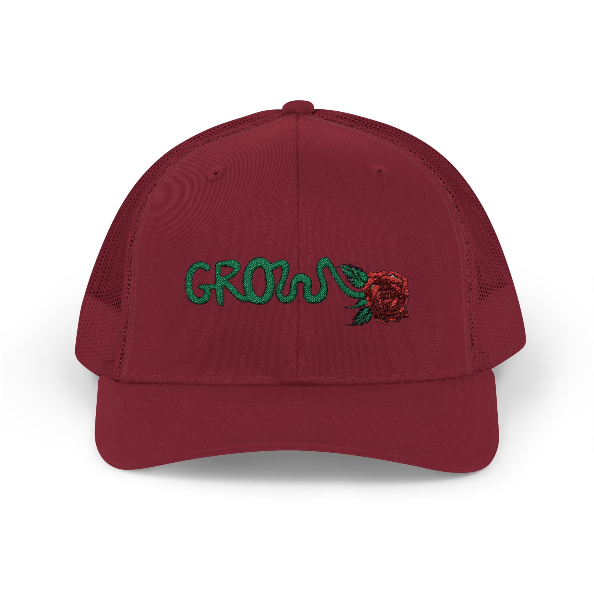 Grow Clothing™ Red Rose embroidered Snapback Trucker Cap - Positive Streetwear