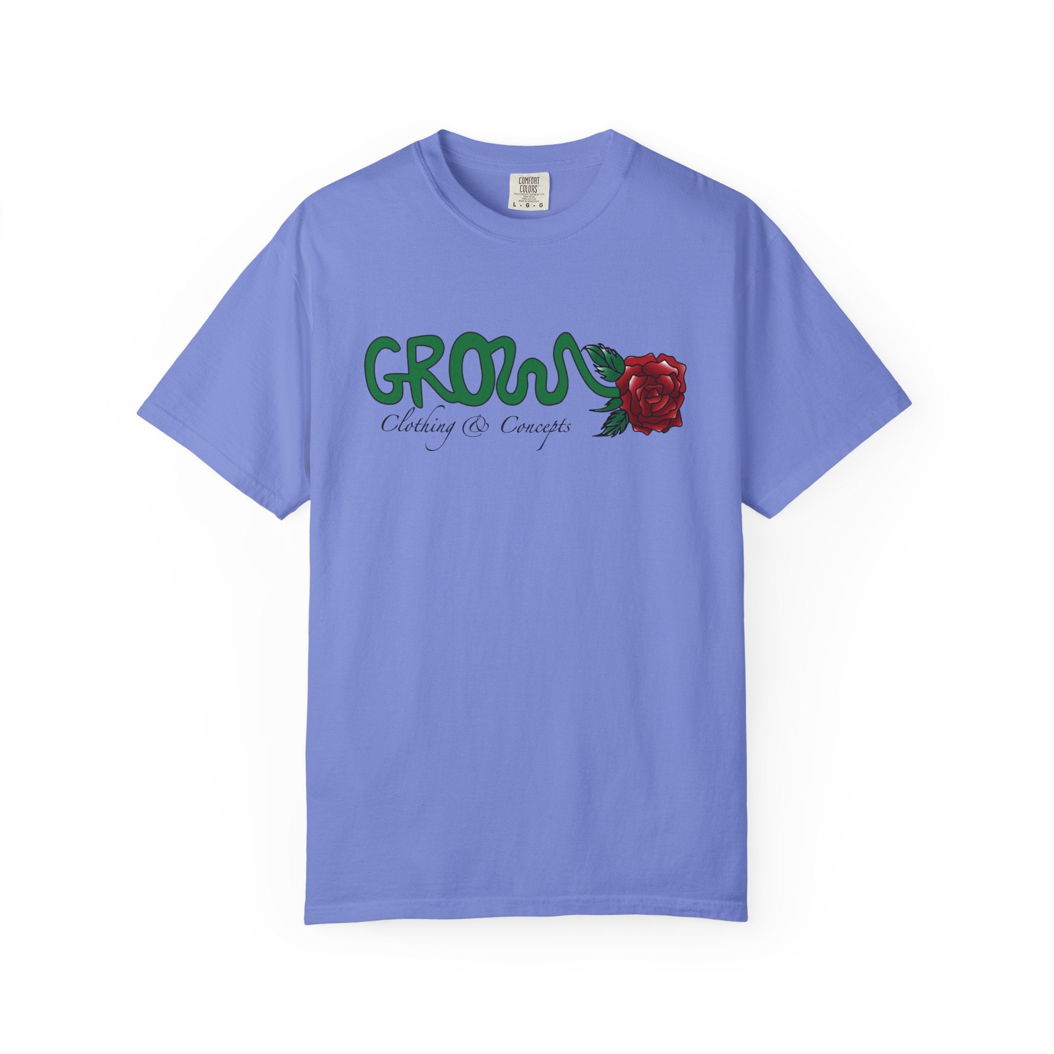 Grows high quality soft cotton T-Shirt, relaxed fit, blue & red rose, unisex, Limited