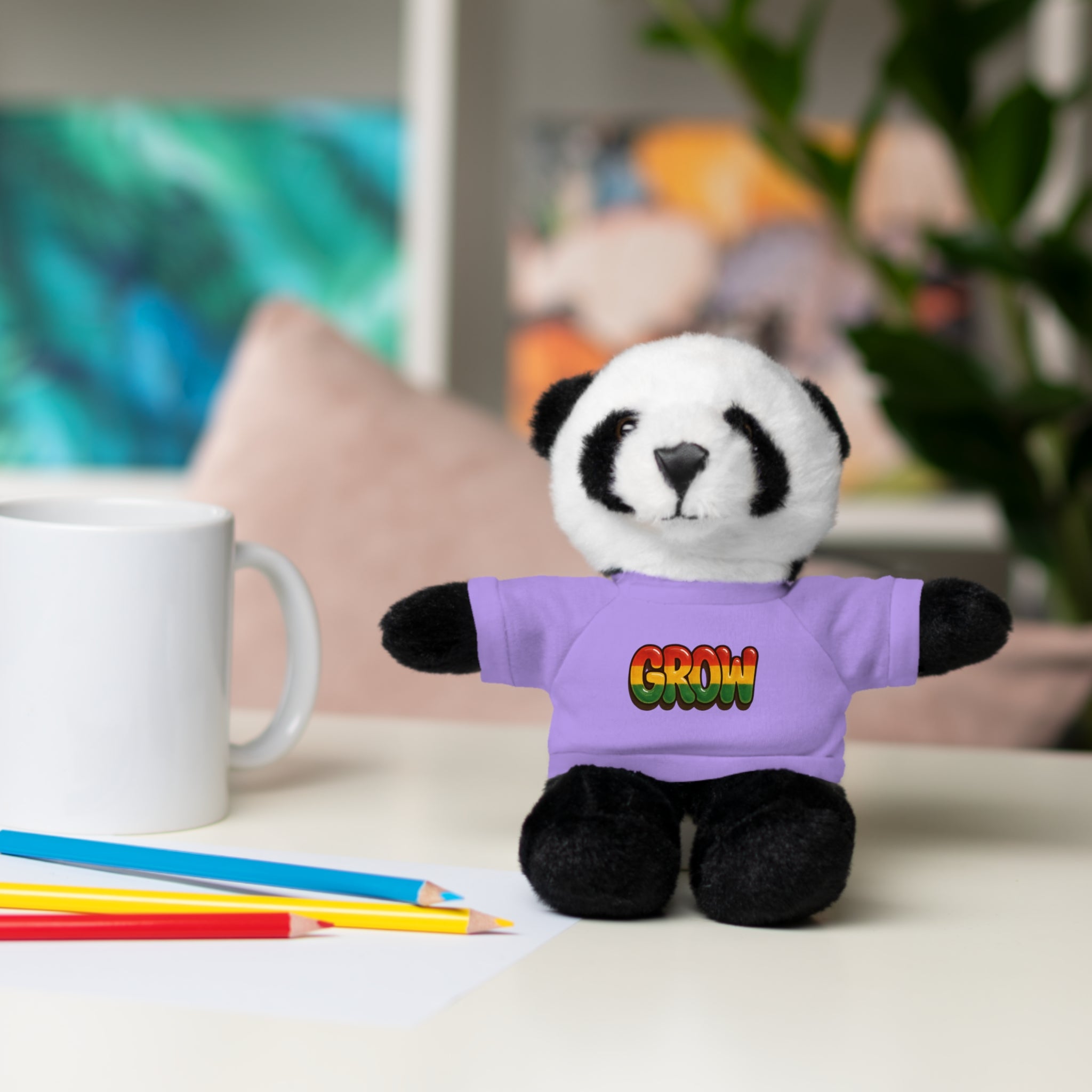 Grow Clothing™ - Rasta Bubble Shirt on your favorite Stuffed Animal, Cute Plush Toy, Gift for Kids, Motivational Bear, Birthday Present, Huggable Friend, Inspiring Decor