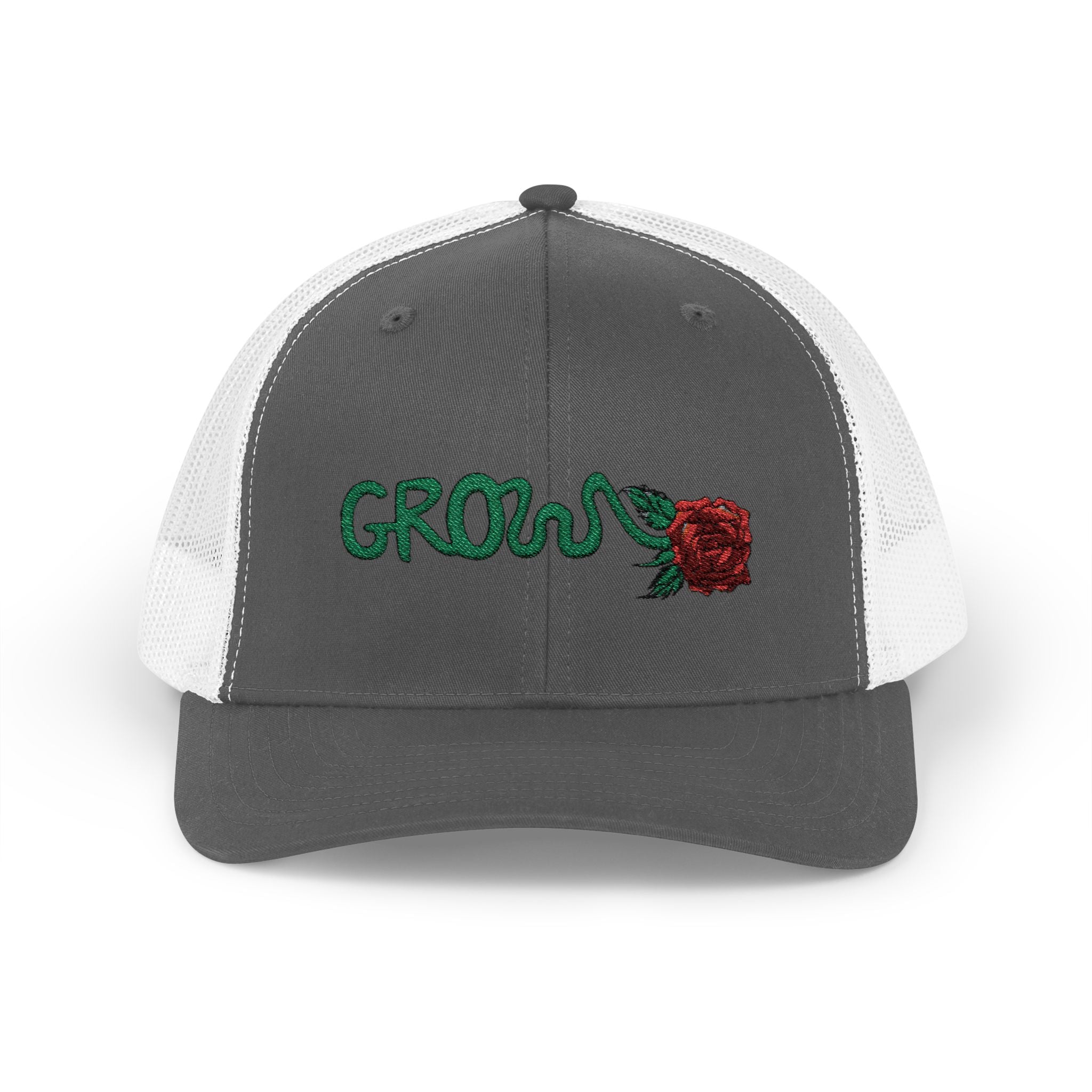 Grow Clothing™ Red Rose embroidered Snapback Trucker Cap - Positive Streetwear