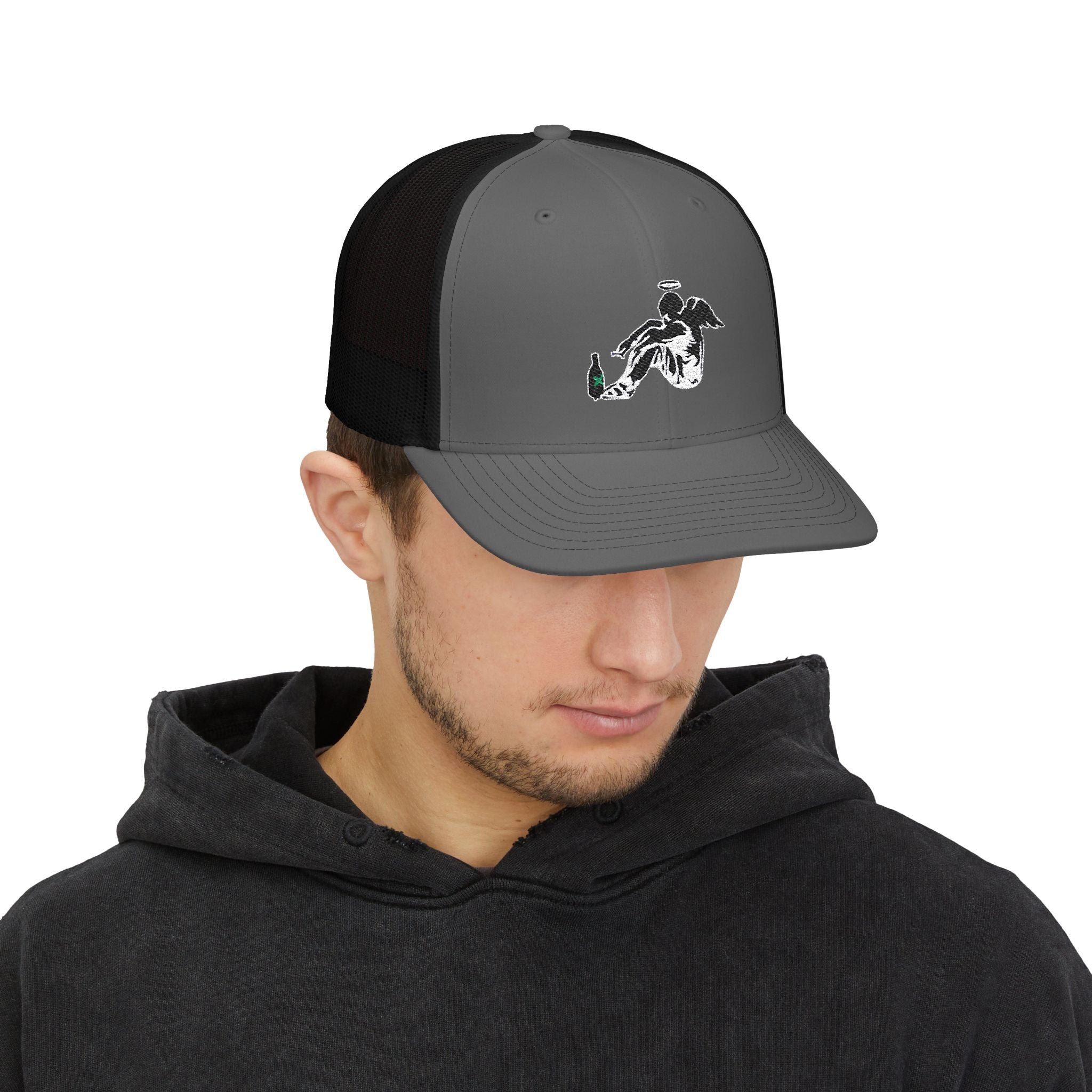 The Grow Clothing™  Embroidered Trucker Cap - Banksy Design on Trucker hat. Streetwear. On Sale!