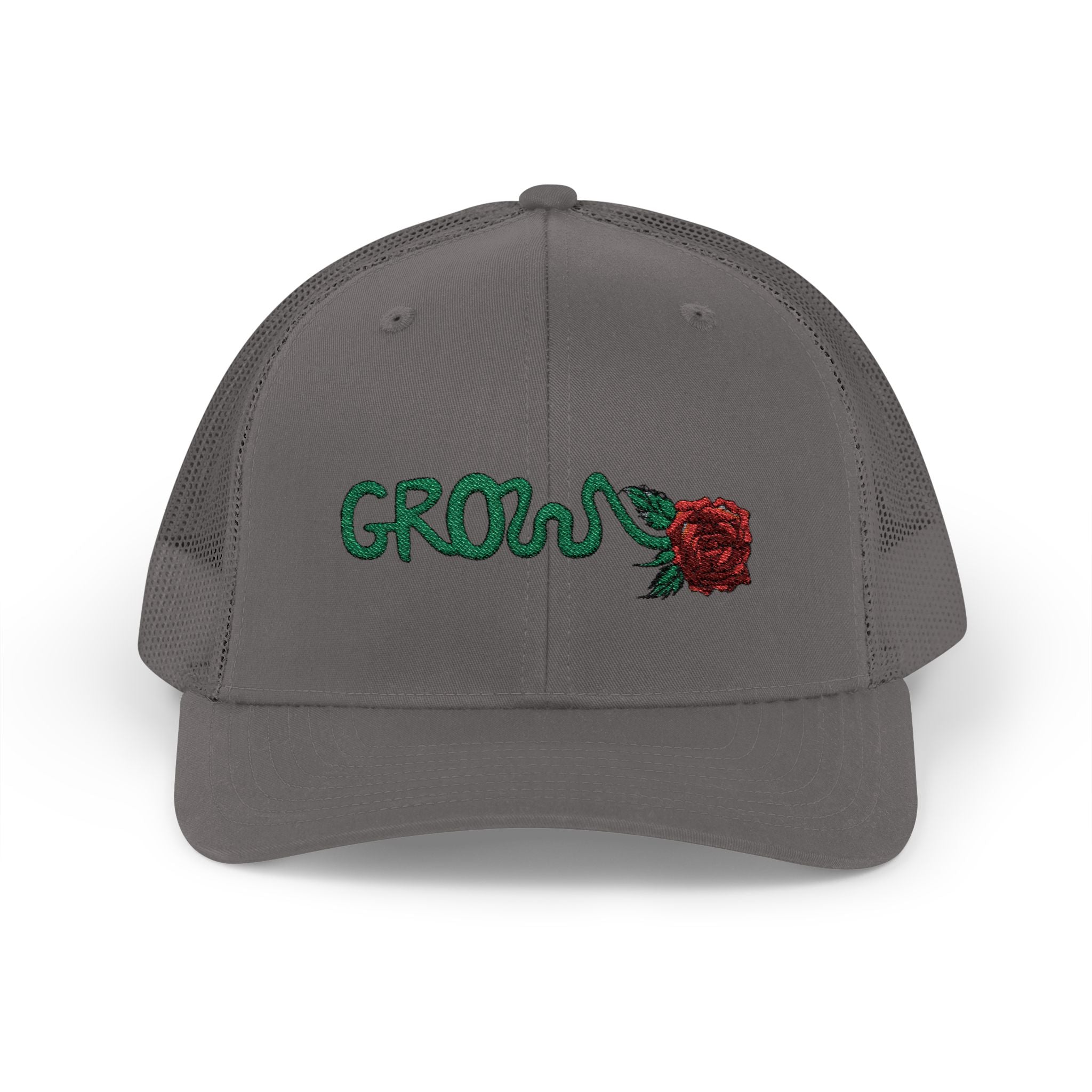 Grow Clothing™ Red Rose embroidered Snapback Trucker Cap - Positive Streetwear
