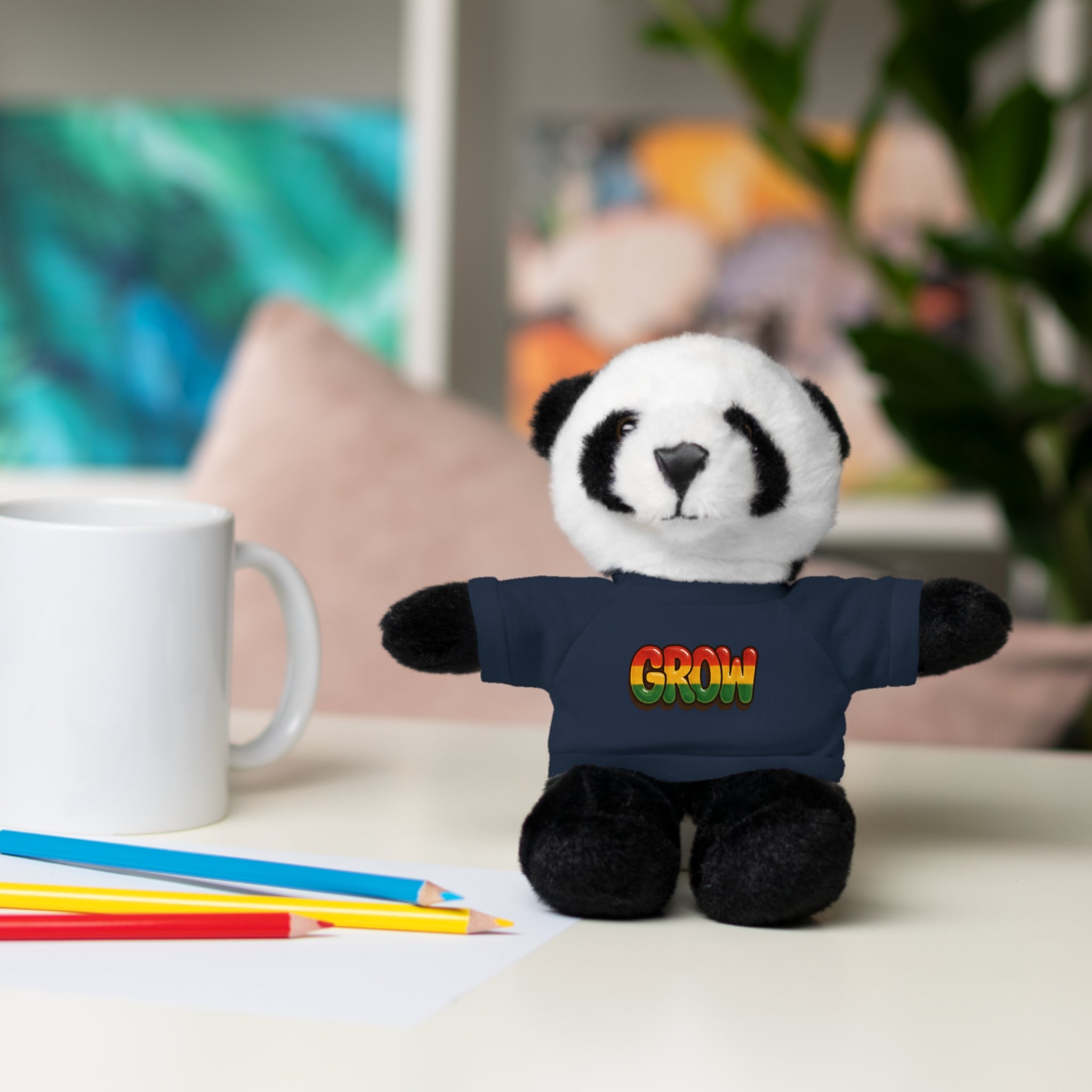 Grow Clothing™ - Rasta Bubble Shirt on your favorite Stuffed Animal, Cute Plush Toy, Gift for Kids, Motivational Bear, Birthday Present, Huggable Friend, Inspiring Decor