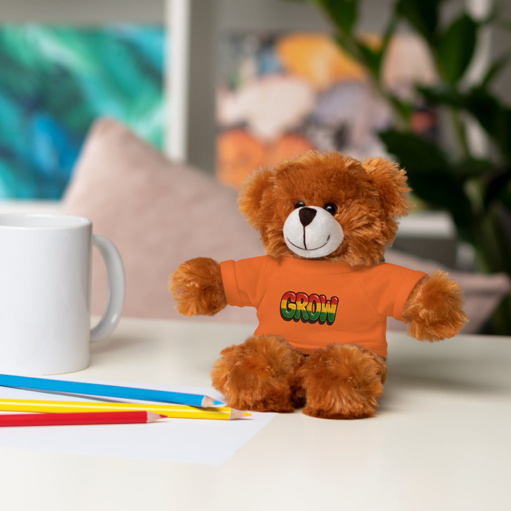 Grow Clothing™ - Rasta Bubble Shirt on your favorite Stuffed Animal, Cute Plush Toy, Gift for Kids, Motivational Bear, Birthday Present, Huggable Friend, Inspiring Decor