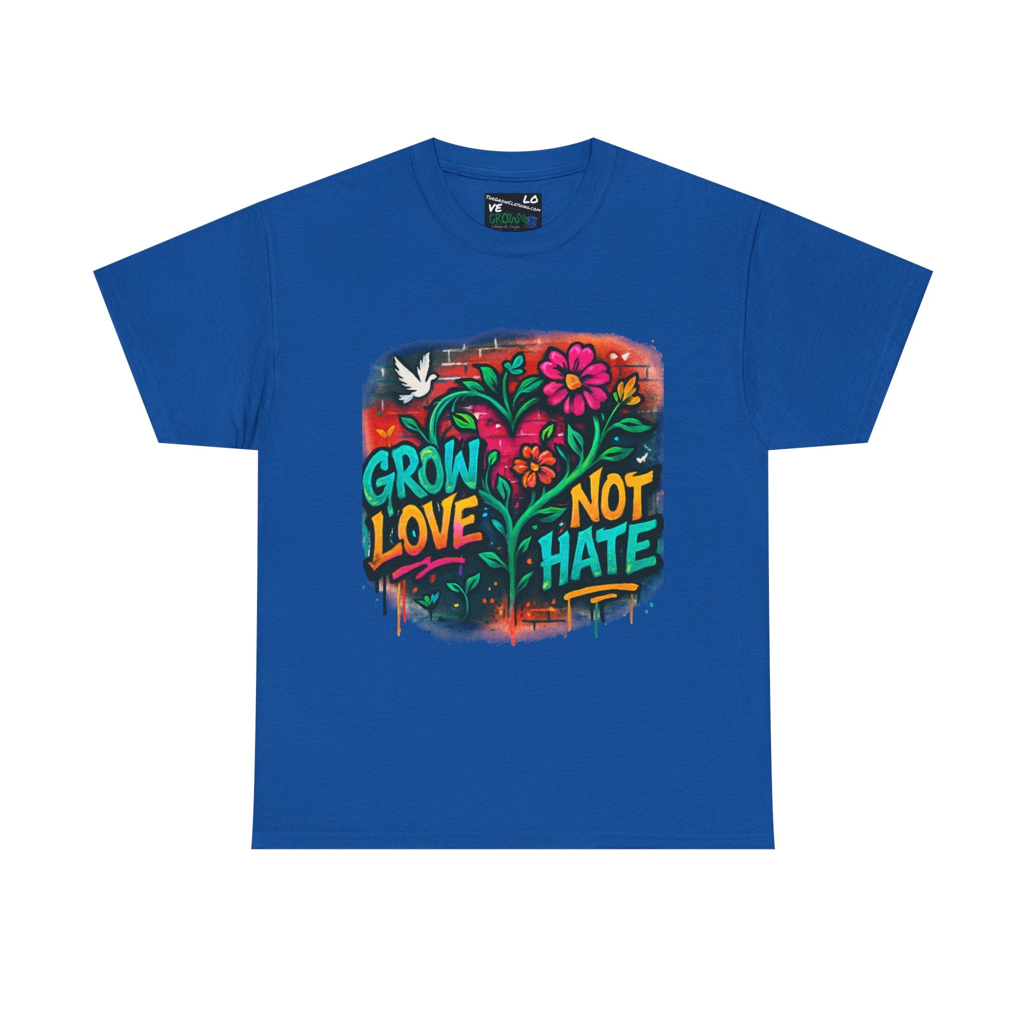 Grow Clothing™,Grow Love Not Hate, unisex Cotton Tee,Positive Streetwear T-shirt