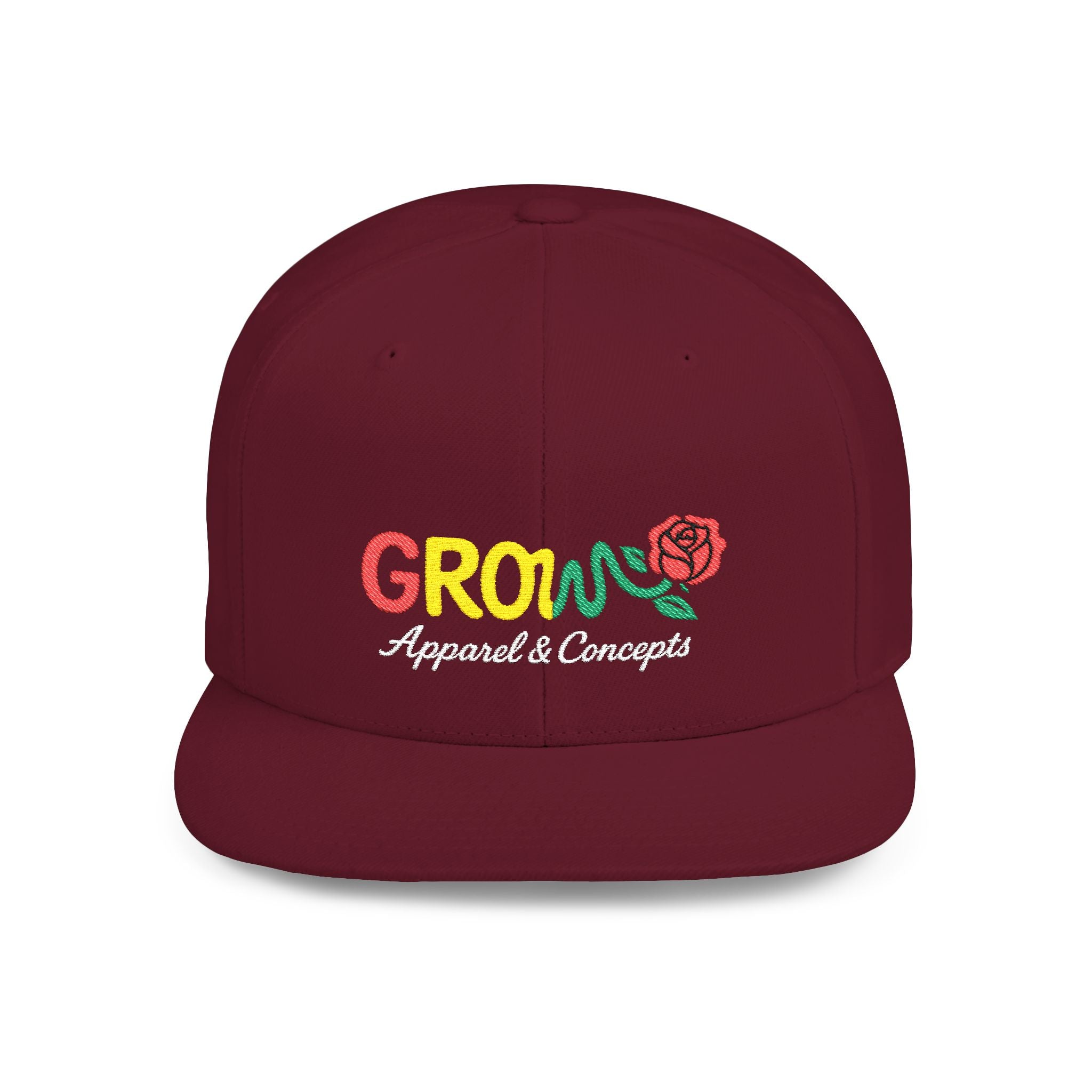Grow Clothing™ Famous Embroidered UNISEX Flat Bill Snapback Cap style + comfort