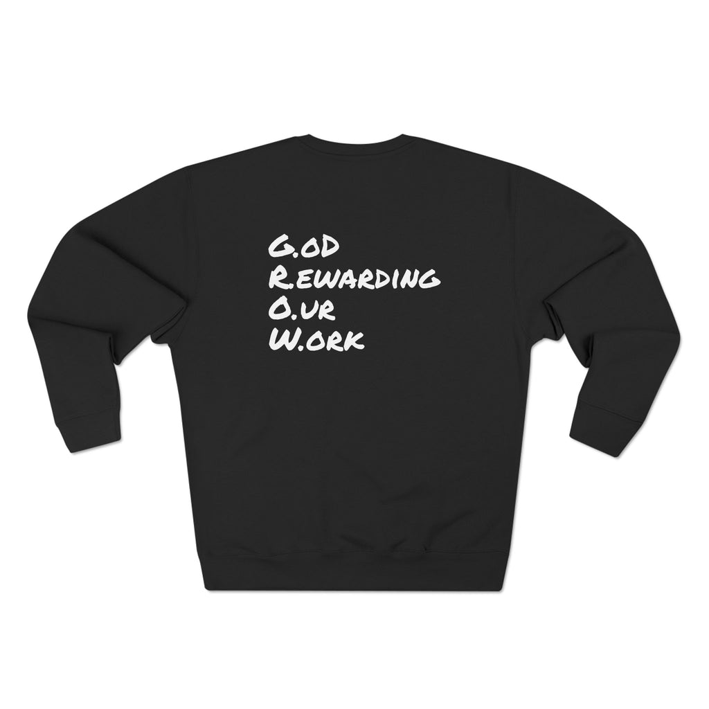 The Grow Clothing™ | Boxing-Themed Crewneck Sweatshirt | 'God Rewarding Our Work' Back