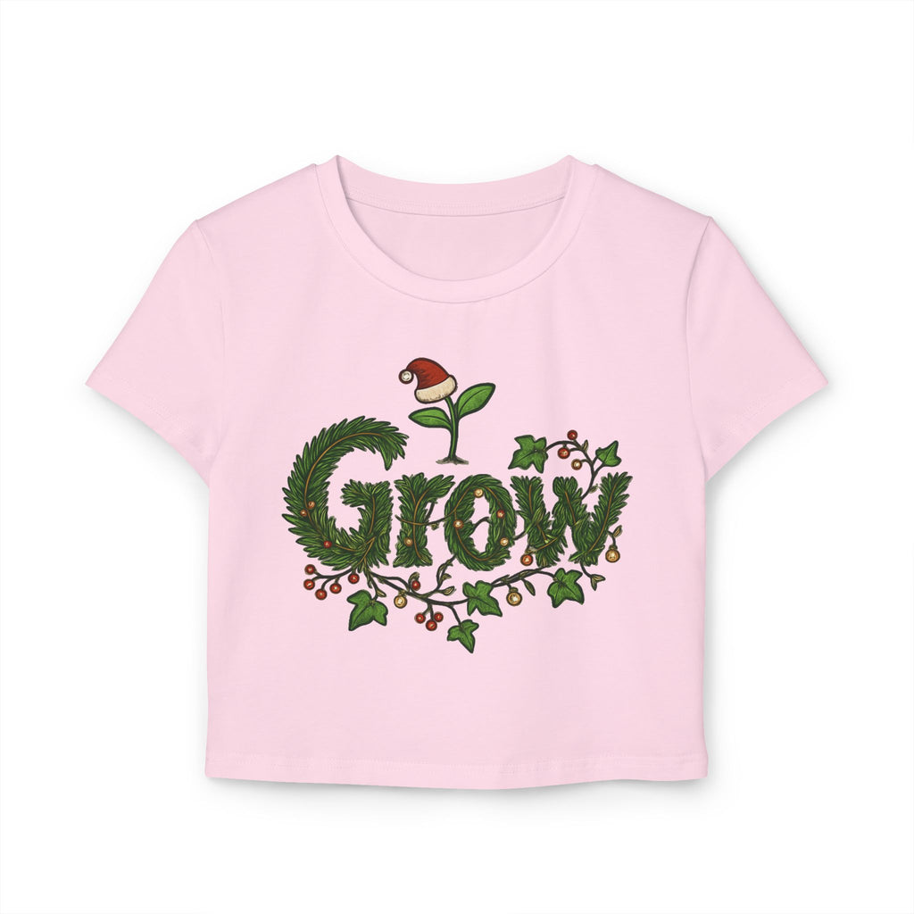 The Grow Clothing™  Christmas Crop Top Women's Baby Tee — Women's slim-fit tee - back and front designs