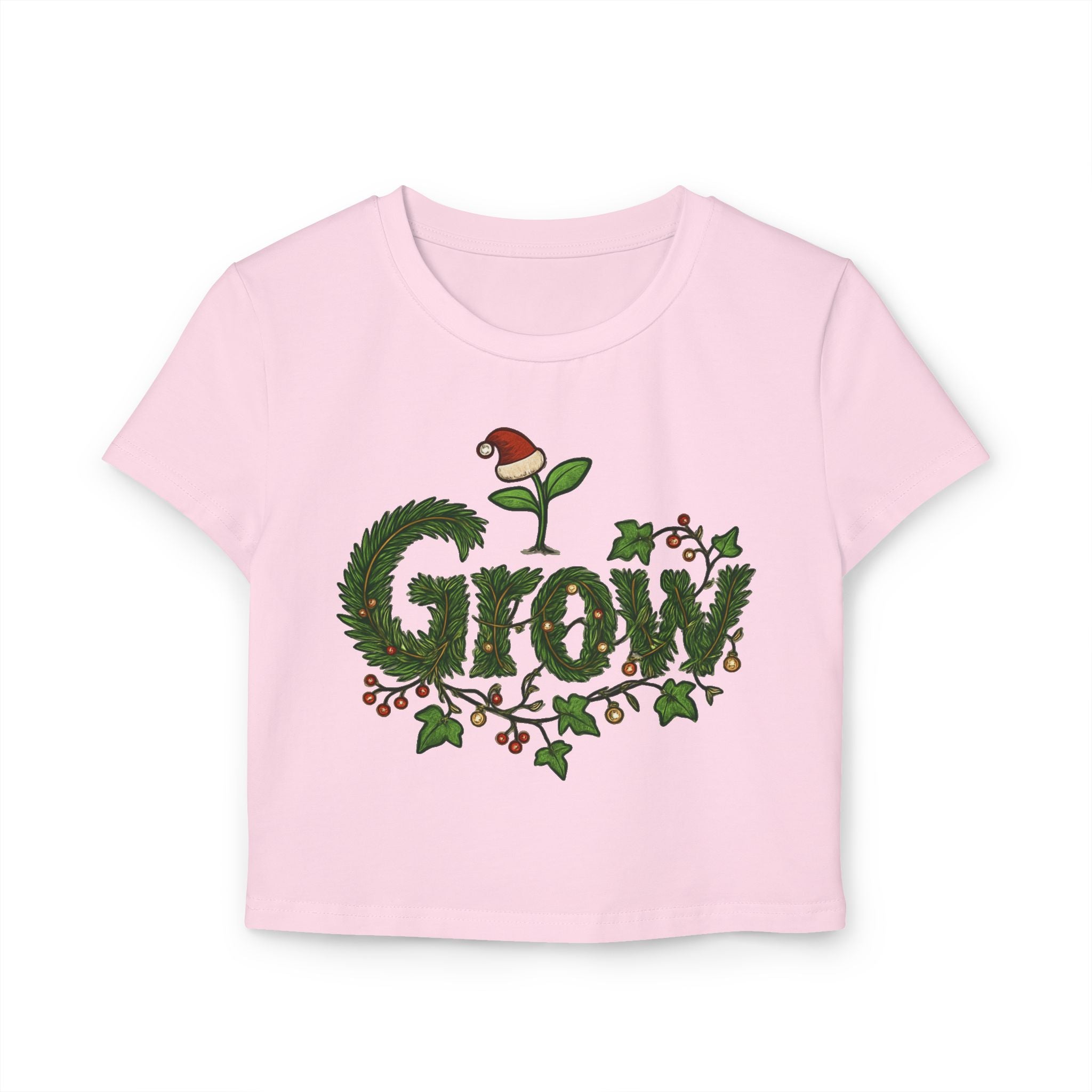 The Grow Clothing™  Christmas Crop Top Women's Baby Tee — Women's slim-fit tee - back and front designs