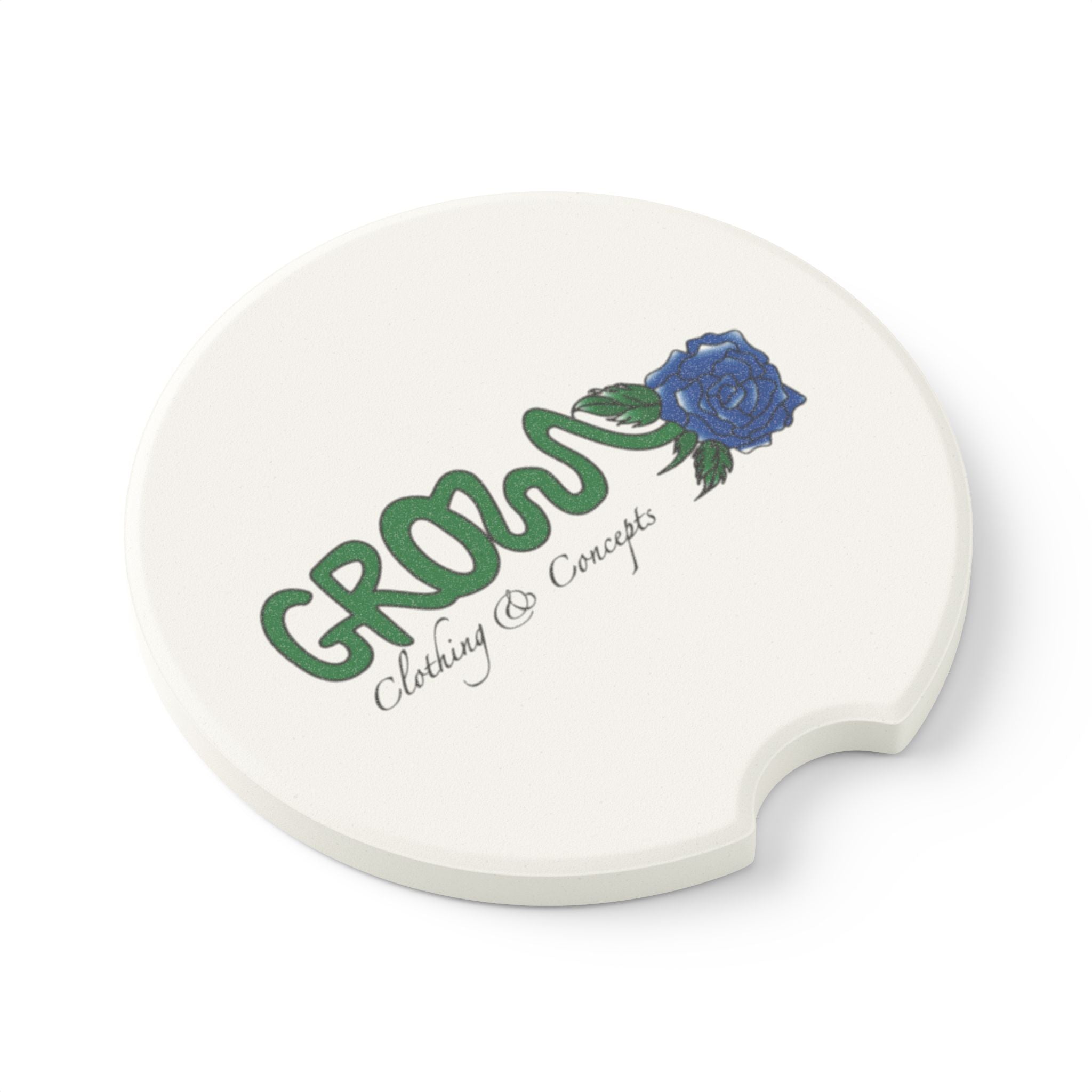 Grow Soapstone Car Coaster (blue rose) - Stylish Eco-Friendly Car Drink Holder