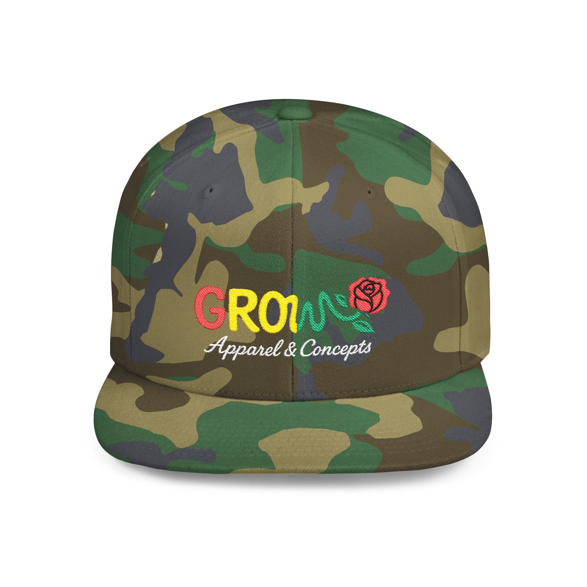 Grow Clothing™ Famous Embroidered UNISEX Flat Bill Snapback Cap style + comfort