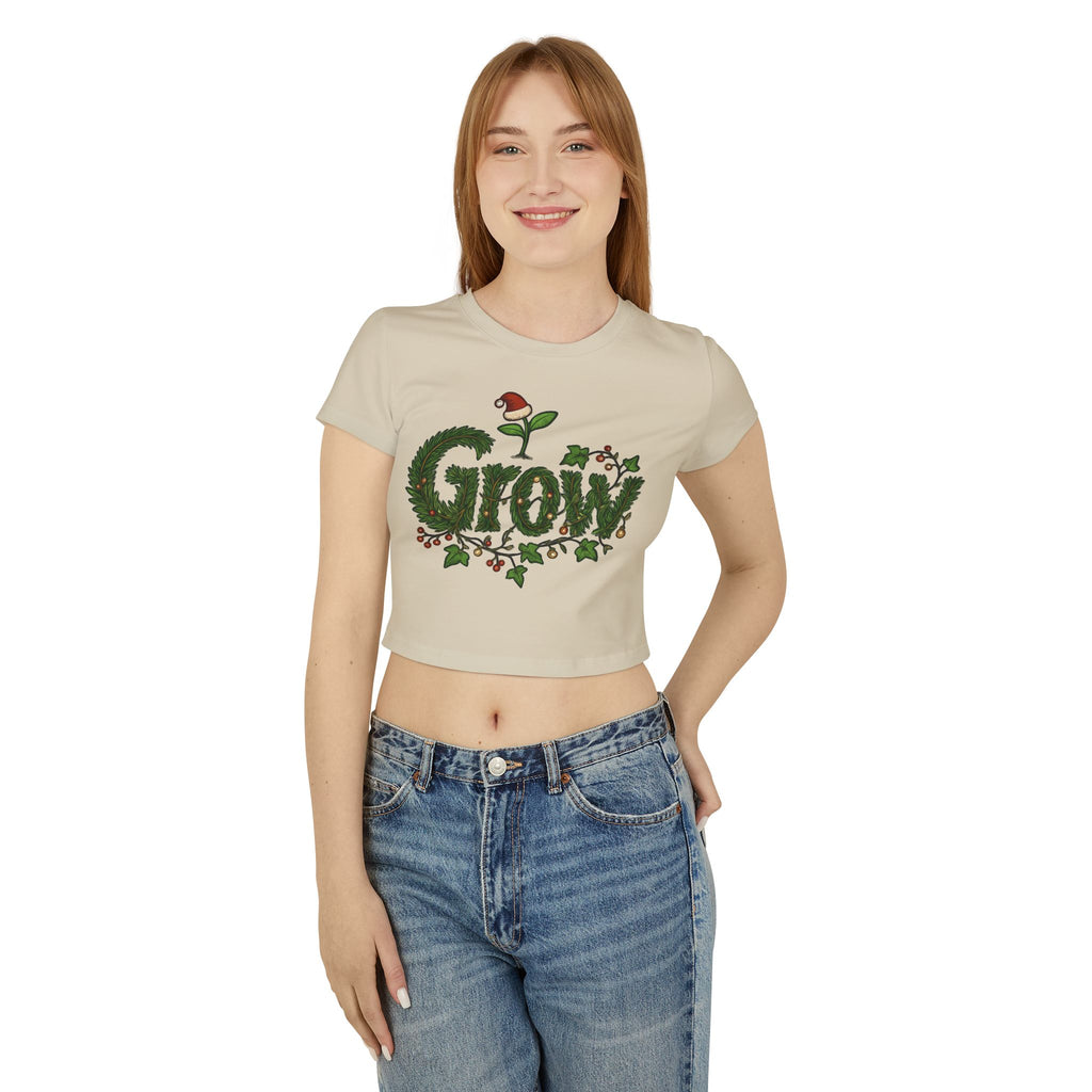 The Grow Clothing™  Christmas Crop Top Women's Baby Tee — Women's slim-fit tee - back and front designs