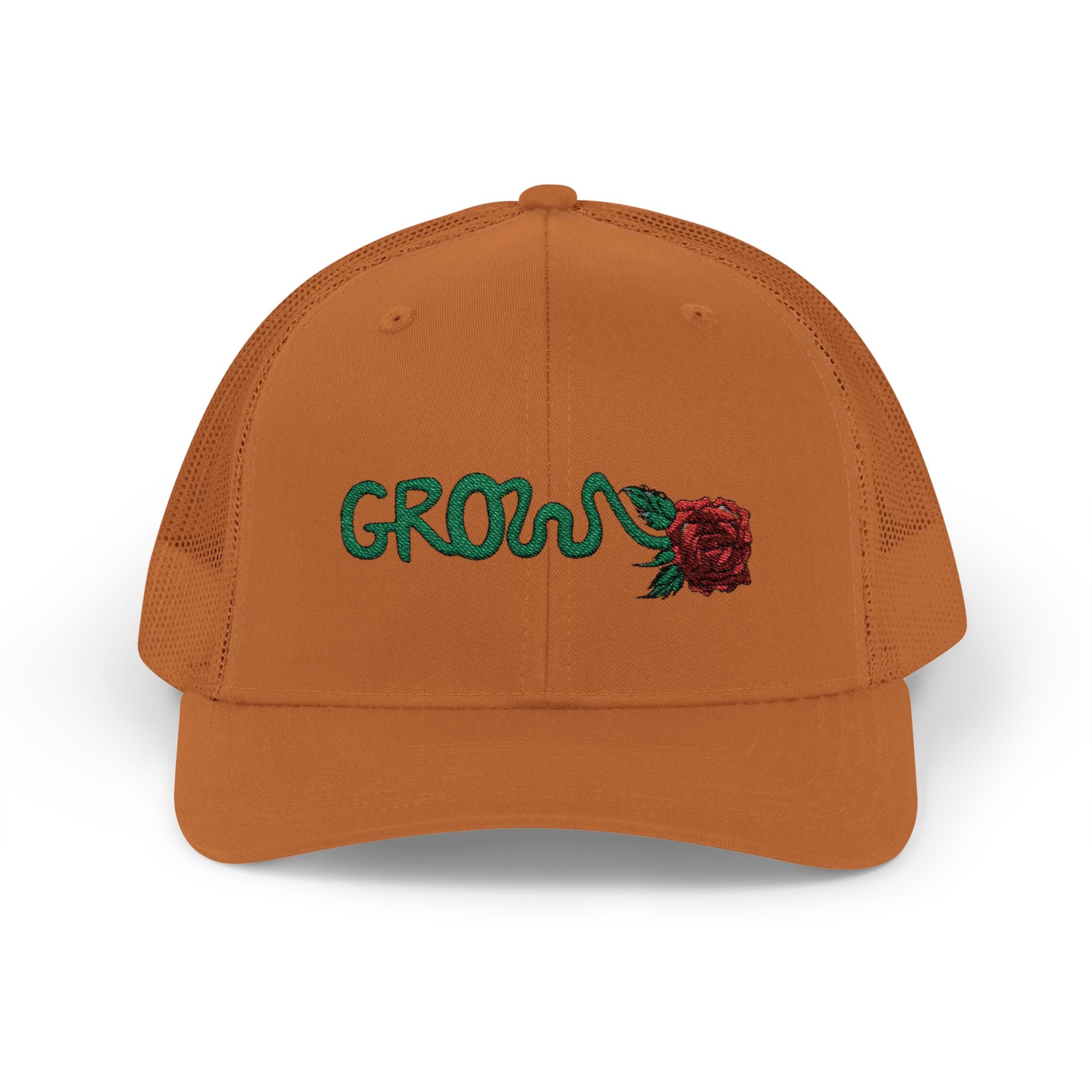 Grow Clothing™ Red Rose embroidered Snapback Trucker Cap - Positive Streetwear