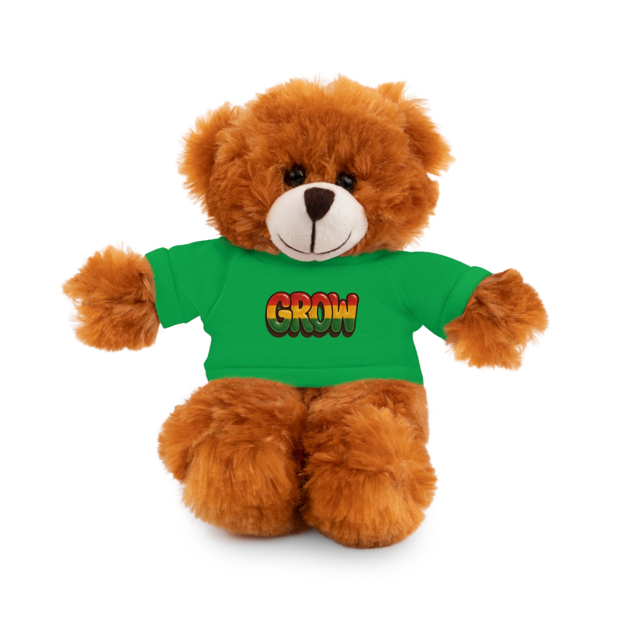 Grow Clothing™ - Rasta Bubble Shirt on your favorite Stuffed Animal, Cute Plush Toy, Gift for Kids, Motivational Bear, Birthday Present, Huggable Friend, Inspiring Decor