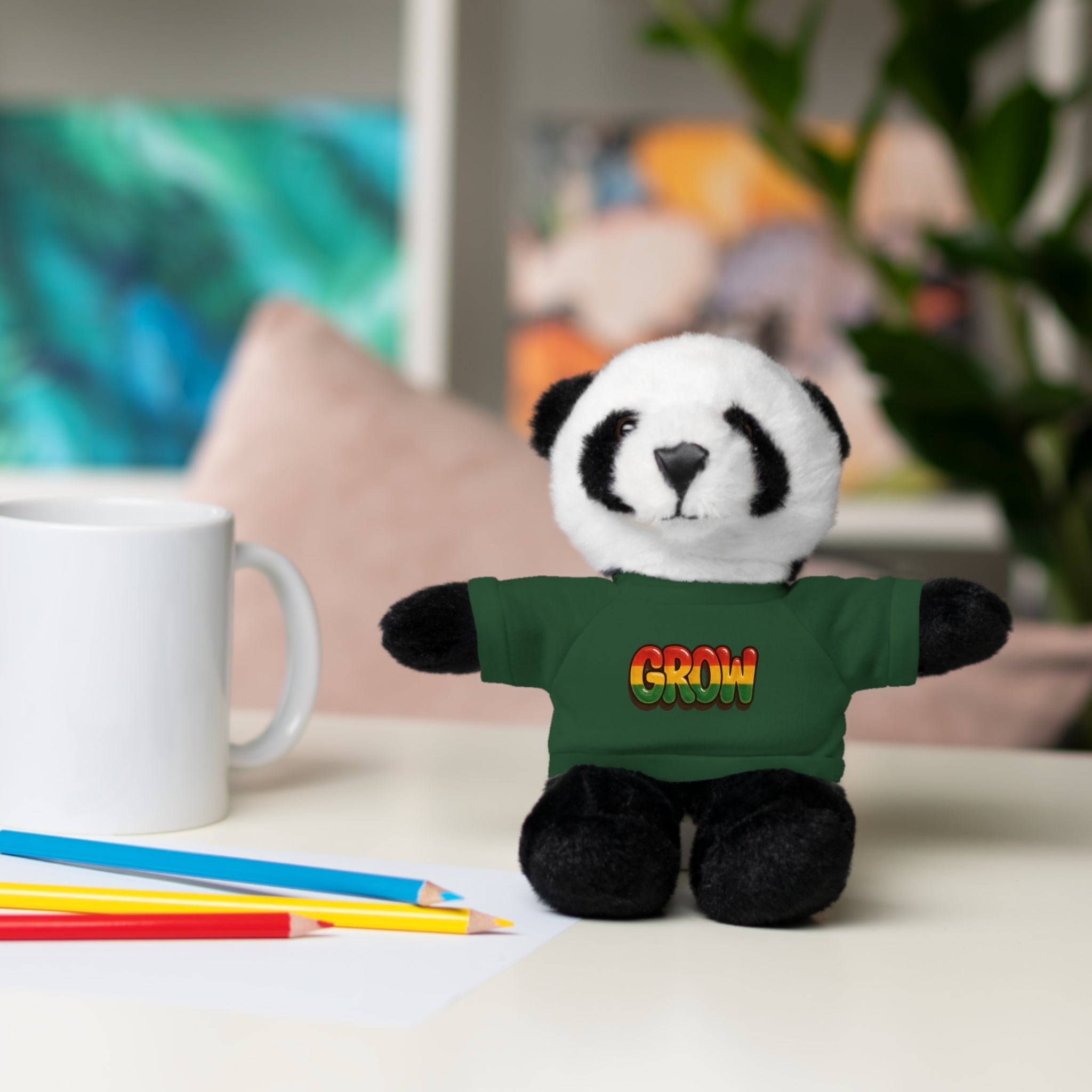 Grow Clothing™ - Rasta Bubble Shirt on your favorite Stuffed Animal, Cute Plush Toy, Gift for Kids, Motivational Bear, Birthday Present, Huggable Friend, Inspiring Decor