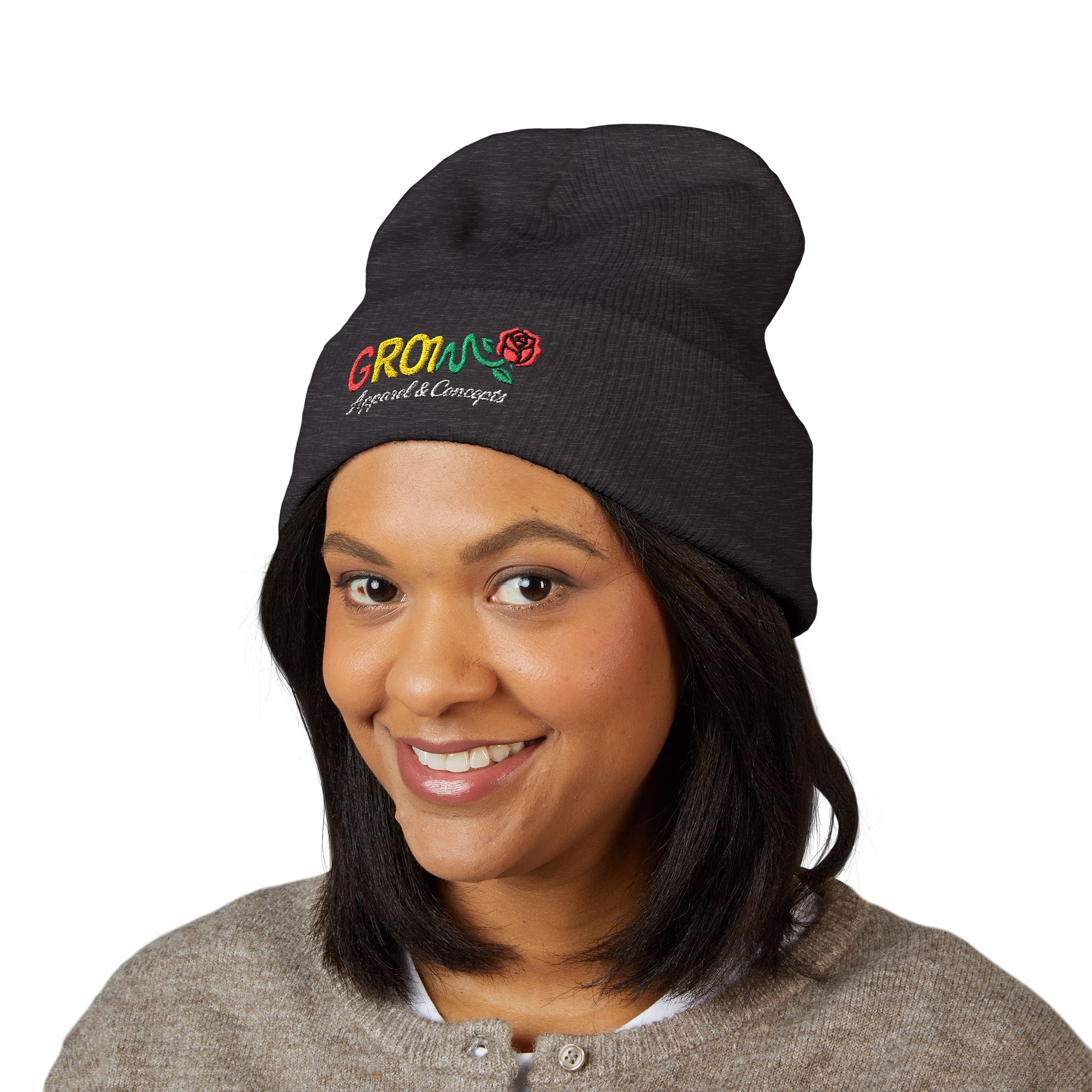 Embroidered Grow Beanie in Rasta Colors - Standout, streetwear, Rasta, Unisex